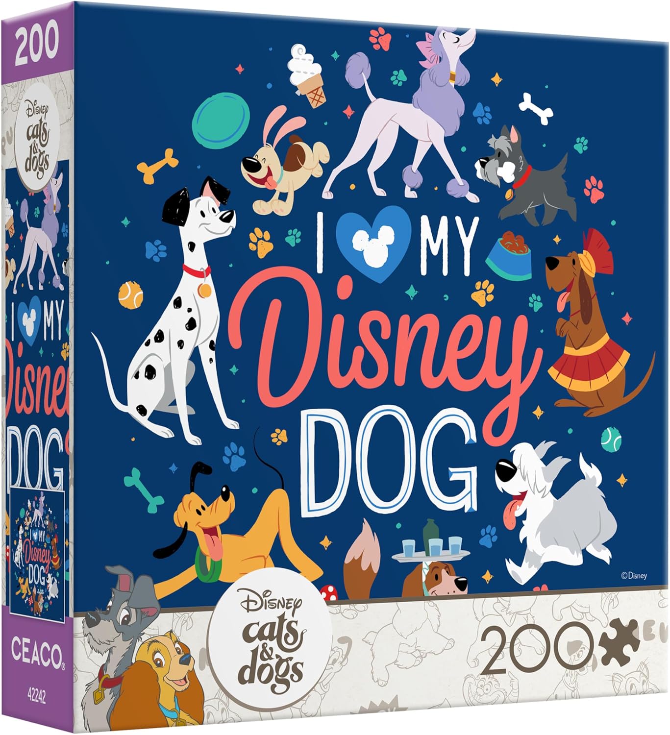 Ceaco - Disney Cats and Dogs - I Love My Disney Dog - 200 Piece Puzzle for Families - Challenging and Perfect for Game Nights - Finished Puzzle Size 15 x 15
