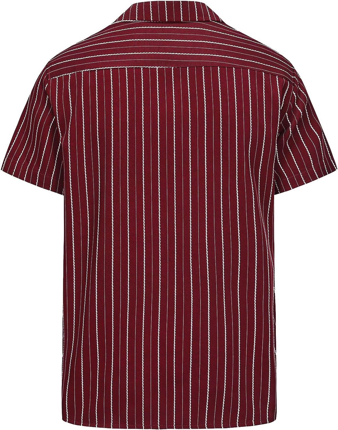 TUNEVUSE Men Hawaiian Shirt Vintage Striped Shirt Short Sleeve Summer Beach Causal Cuban Collar Shirt with Pocket - Image 5