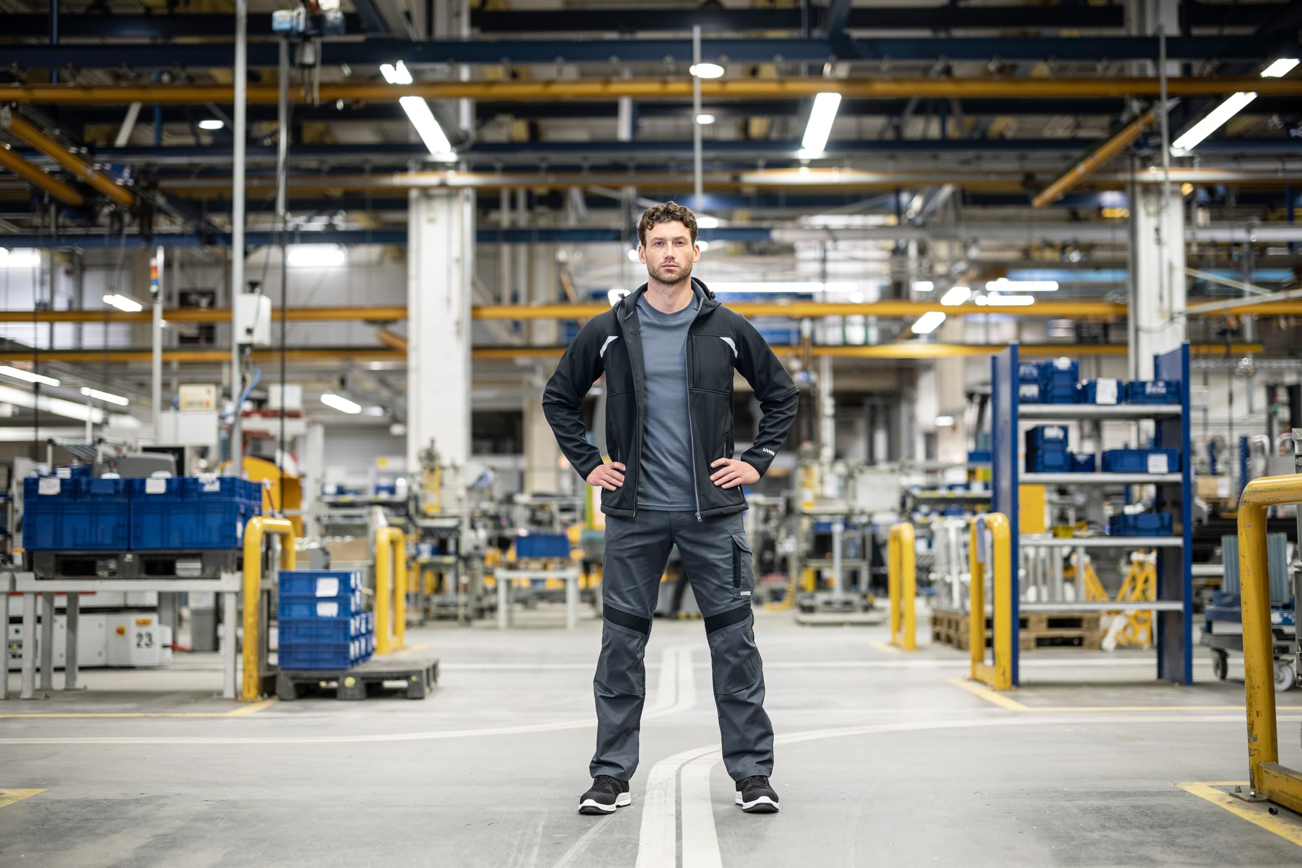 Uvex suXXeed Craft kurtka softshellowa – męska kurtka robocza o ergonomicznym kroju – wodoszczelna 8000 mm – z kapturem – rozmiar XXL, szary (Graphit), XXL