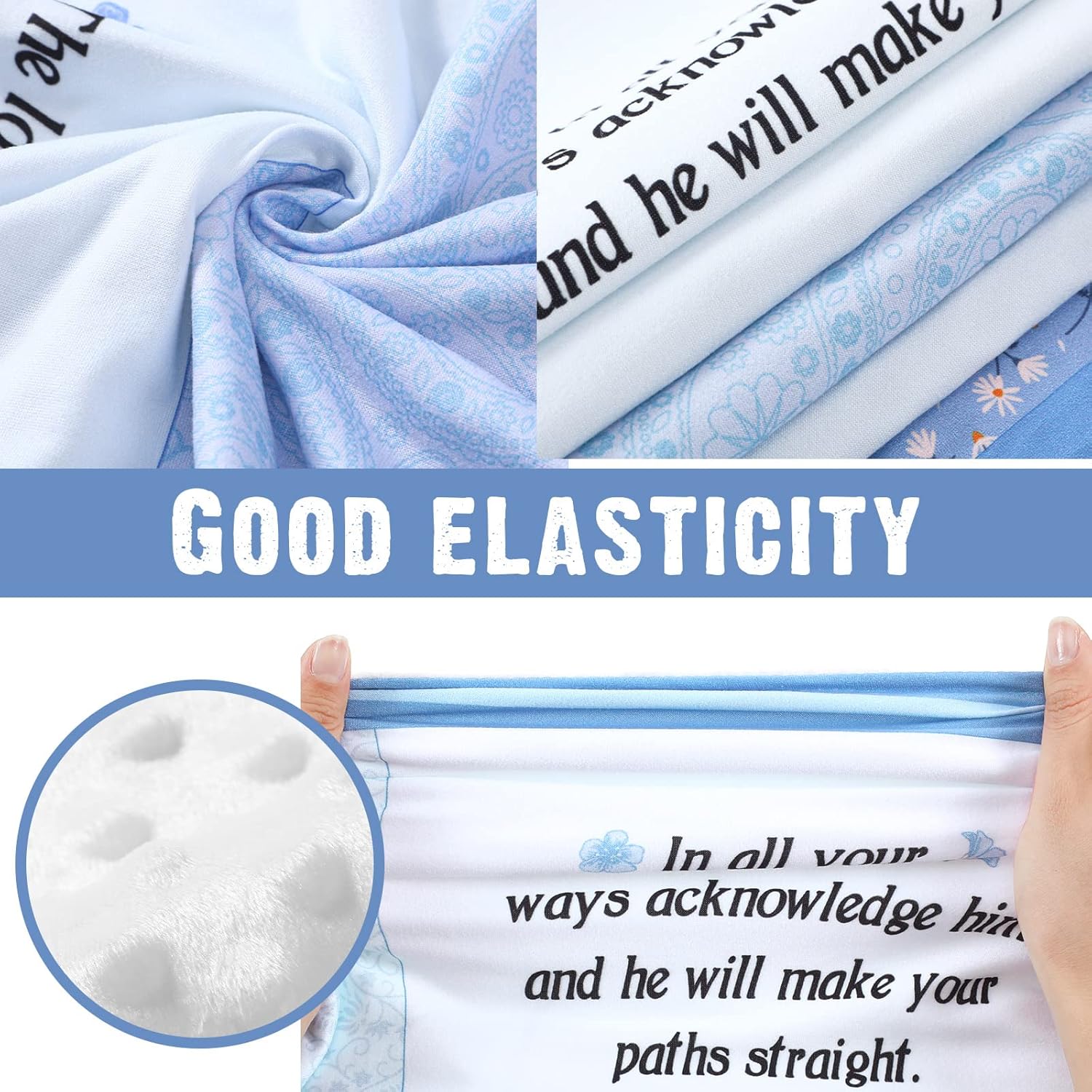 Oudain Christian Baby Blankets with Bible Verses Scripture Flowers Paisley Baby Receiving Baptism Blanket Christian Christening Gifts for Newborn Kids, 30 x 40 Inch(Blue) - Image 3