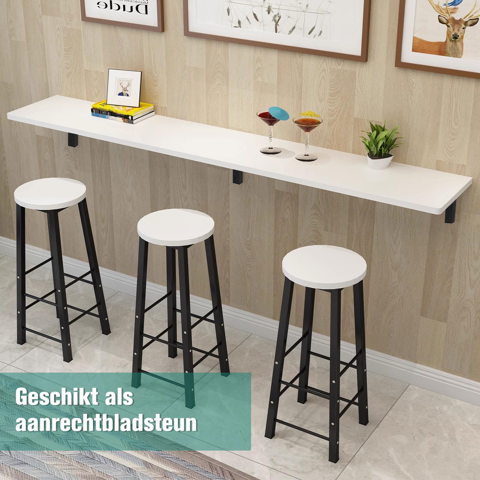 MLOQI 4 Pack Plankbeugels, Aanrechtbladsteunbeugel, Wastafelbeugel, Wandplankbeugels 35 cm