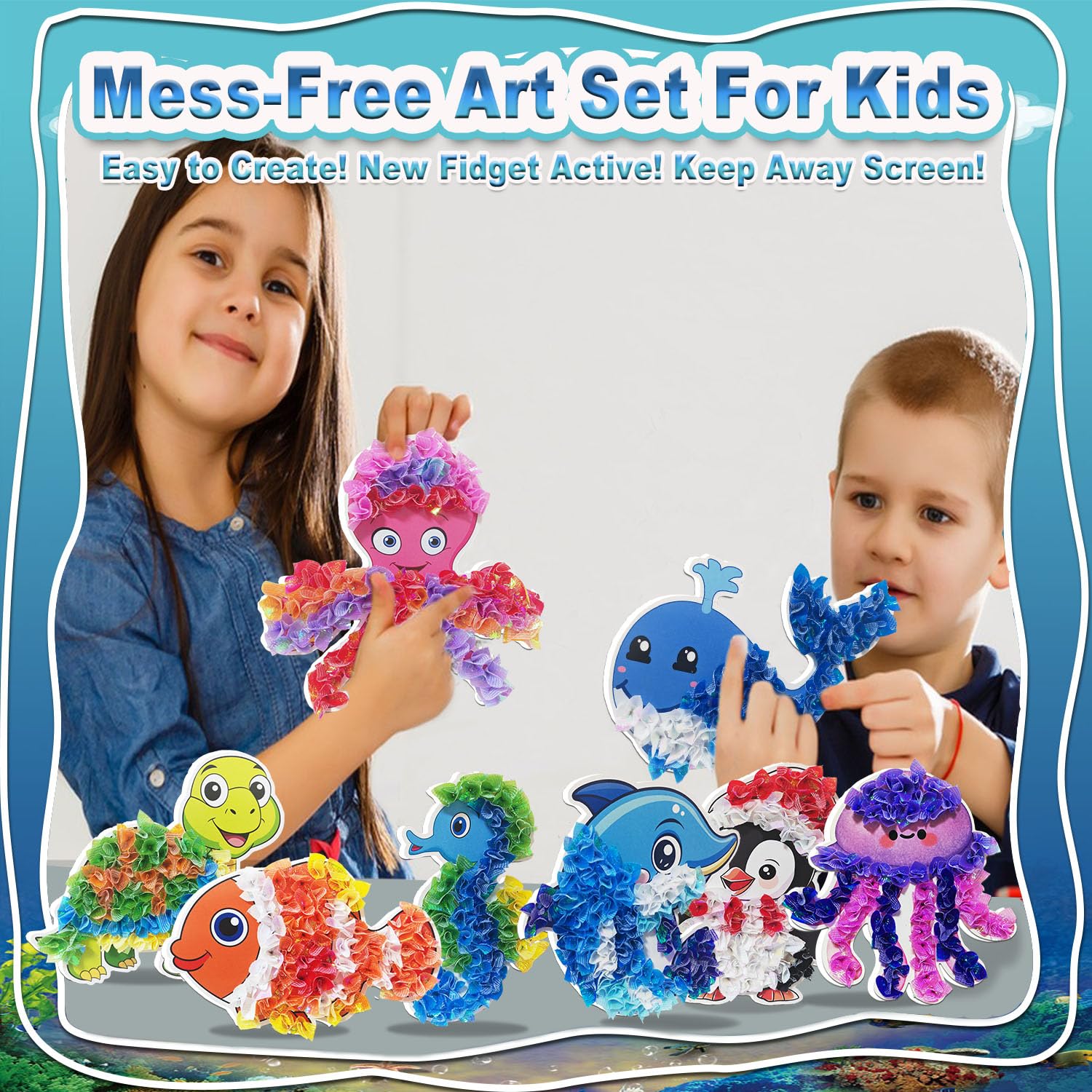 JRD&BS WINL Poke in Art for Kids Creative Craft Kit for Boy and Gifts Age 4-8 Year Old Educational Toys for Children Mess Free Art for Teen Fun Handicraft Activities DIY Set (Ocean Animal) - Image 4