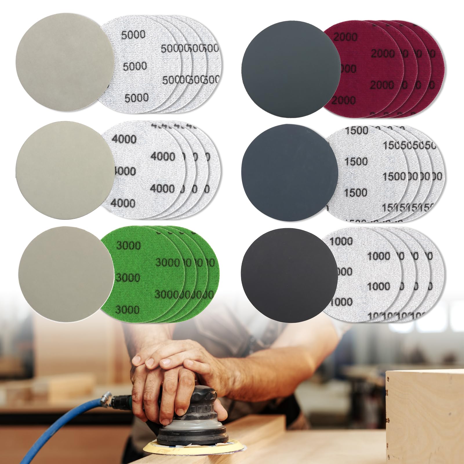 Papier De Verre Sec à L'Eau 75 Mm, 30 Pièces Papier à Poncer