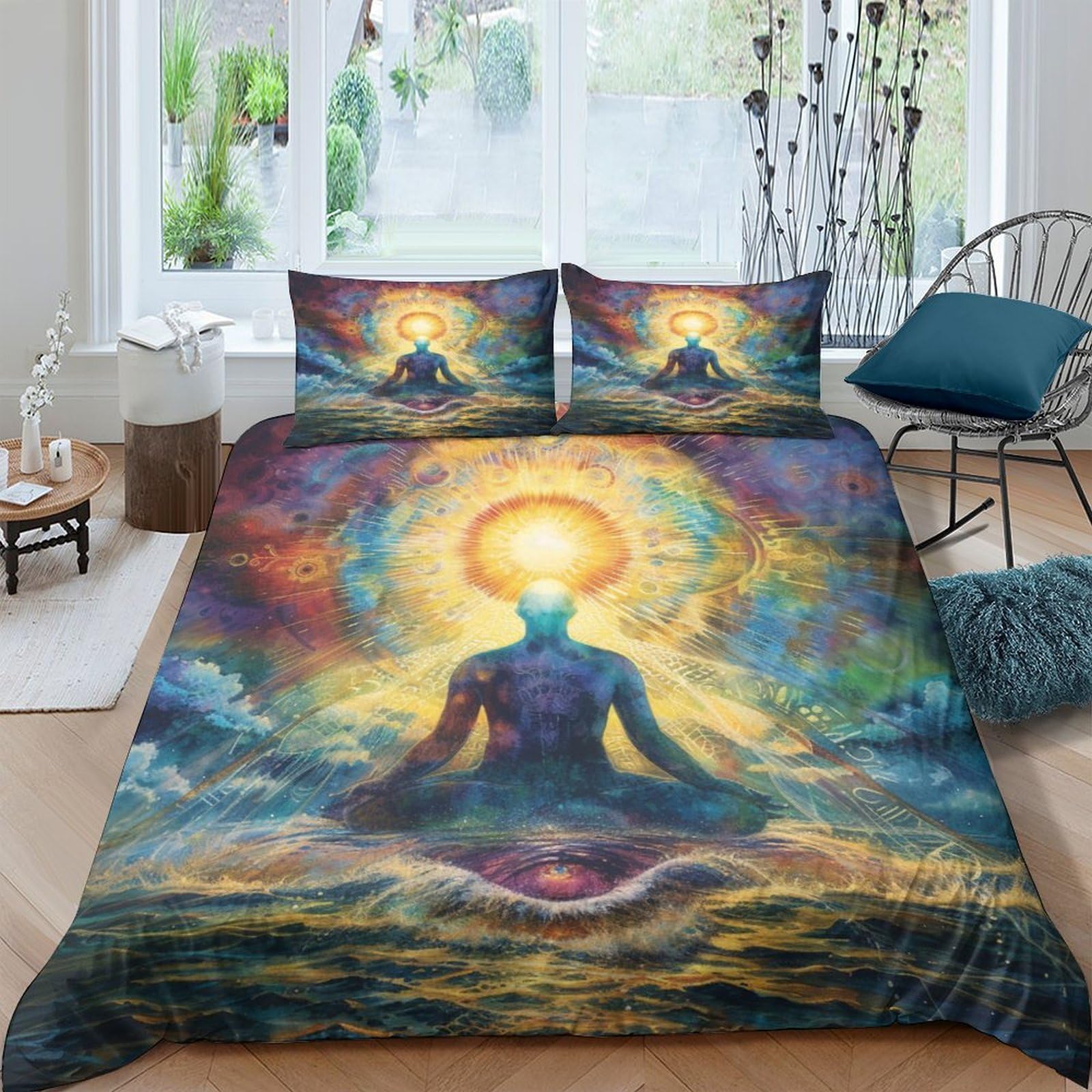 Parure de lit Tour Eiffel de science-fiction 220x240cm avec housse de couette et taies en microfibre
