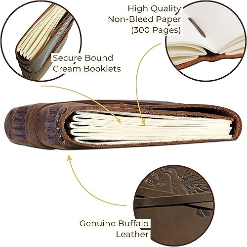 Miniatura 4 de Sovereign-Gear Diario encuadernado en cuero para hombres y mujeres, juego de regalo hecho a mano con diario en relieve de paloma y bolígrafo