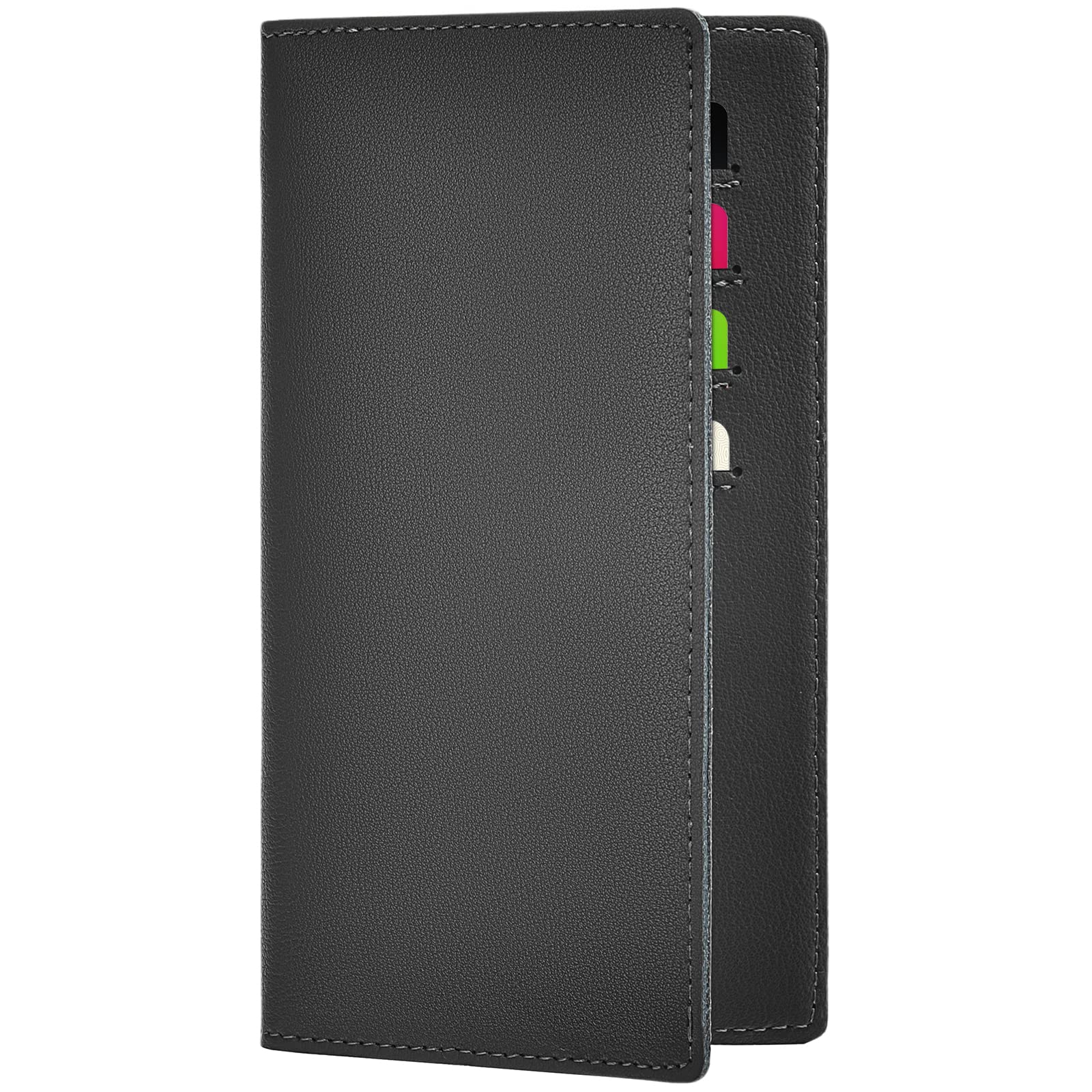 Checkbook Covers for Personal Duplicate Checks, Genuine Leather Checkbooks Register Cover Holder Wallets for Women & Men (Dark Gray)