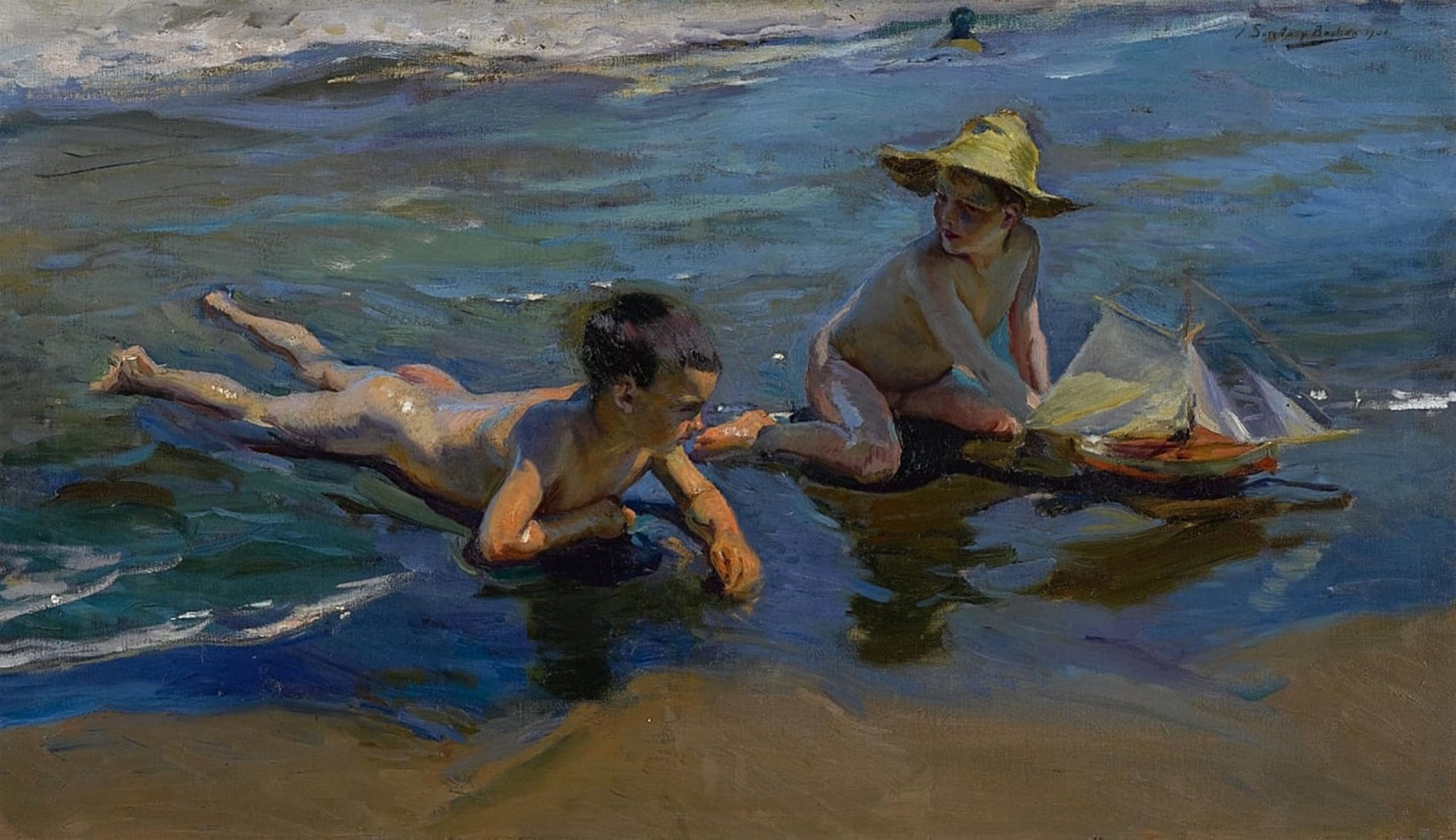SERENDIPITP Aesthetic Poster Photo Wall Print Retro Picture Children on the beach by Joaquín Sorolla Modern Wall Artwork for Home Decor 60x90cm