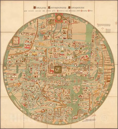Mapa histórico - Ebstorf Mappa Mundi Monialium Ebstorfensium mappamundi - quae exeunte saeculo, 1890, Eckstein & Stahle - Arte de pared vintage 41in