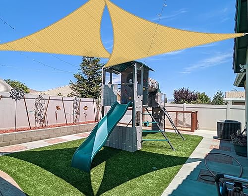 Miniatura 1 de Coarbor Toldo cuadrado tipo vela triangular equilátero de 7 x 7 x 7 pies, resistente al sol, resistente al sol, grado comercial para patio al aire