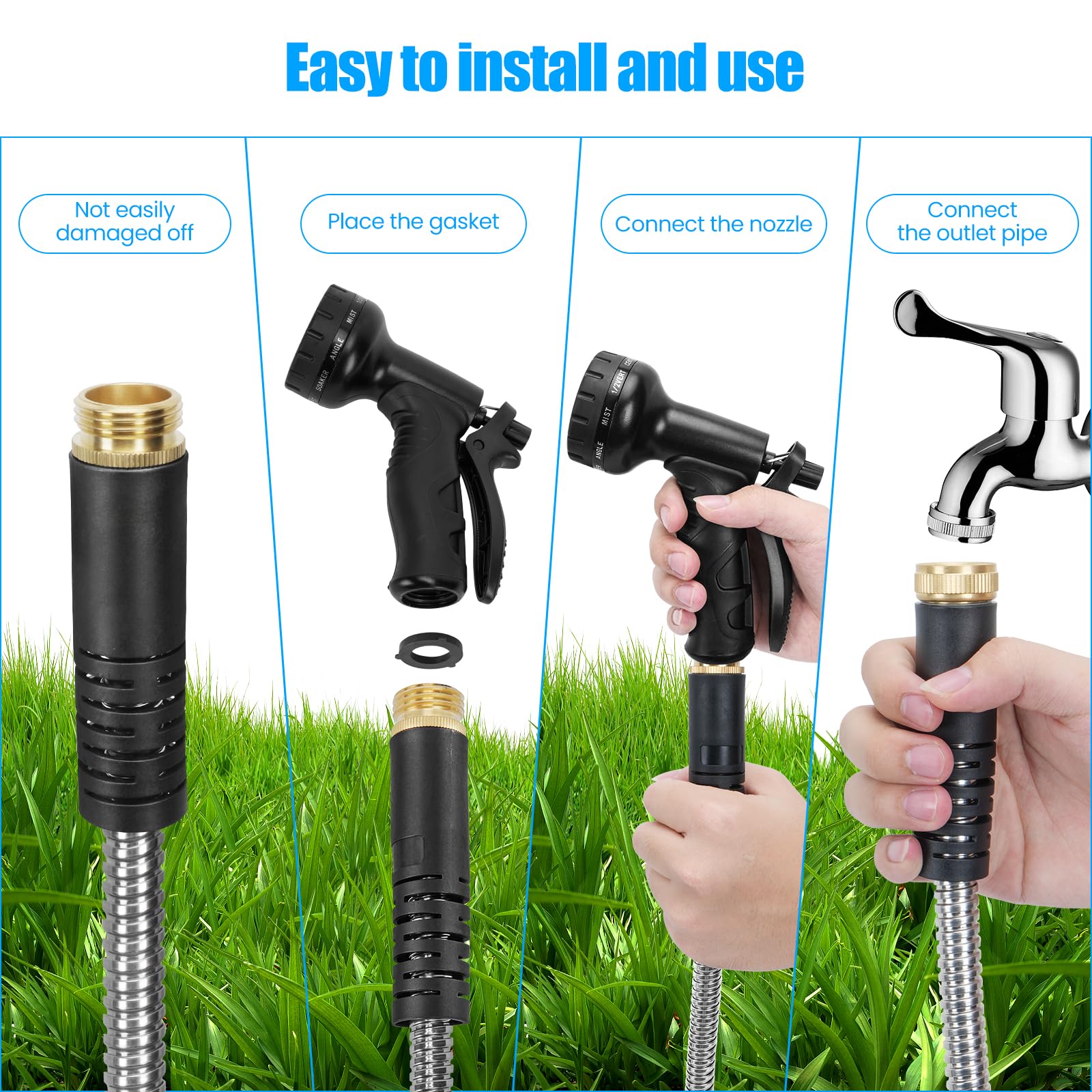 Relxitl Tubo Da Giardino In Metallo 30 Metri – Acciaio Inox 304 Con Ugello A 10 Funzioni – Antigroviglio E Leggero
