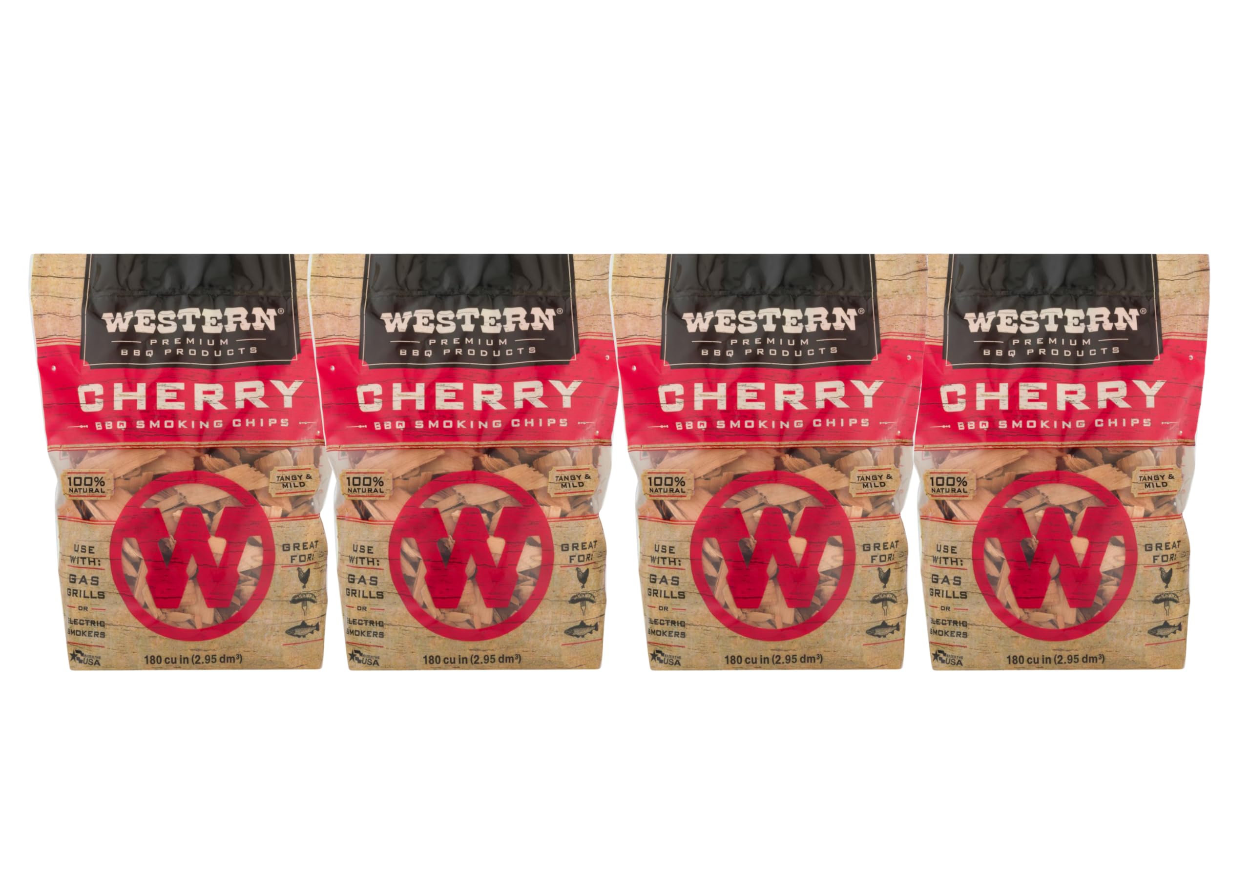 BBQ Smoking Wood Chips Variety Pack Bundle (4)- Apple, Mesquite, Hickory, and Cherry (Cherry)