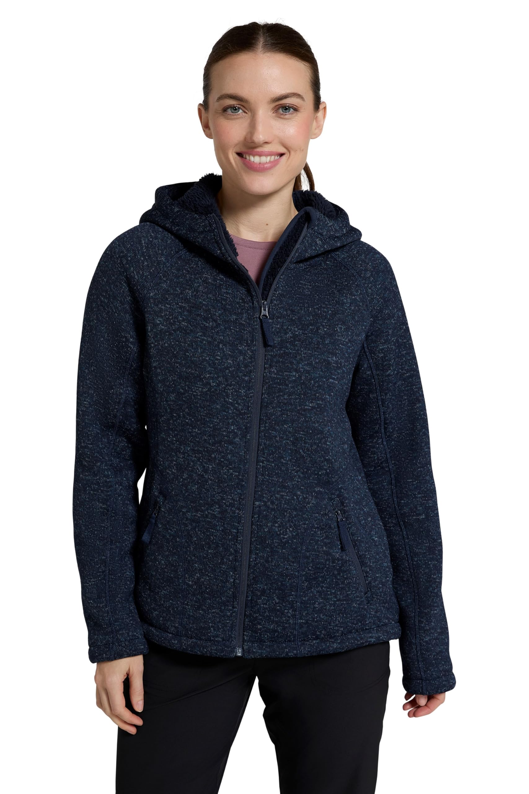Mountain Warehouse Women's Navy Nevis Fleece Lined Hoodie Warm Hoody Jumper In | Size: 16
