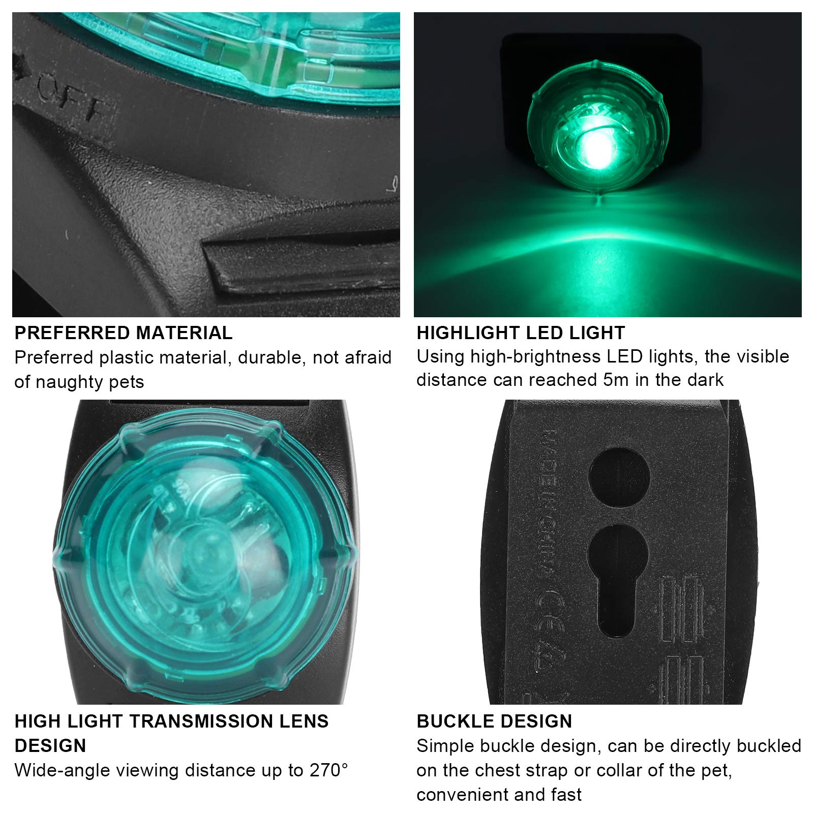 Lampka LED dla Zwierząt, Wodoodporna Konstrukcja o Wysokiej Dokładności, Lampa Bezpieczeństwa Wysoka Transmisja Światła, Szeroki Kąt Widzenia, Obroża dla Psa