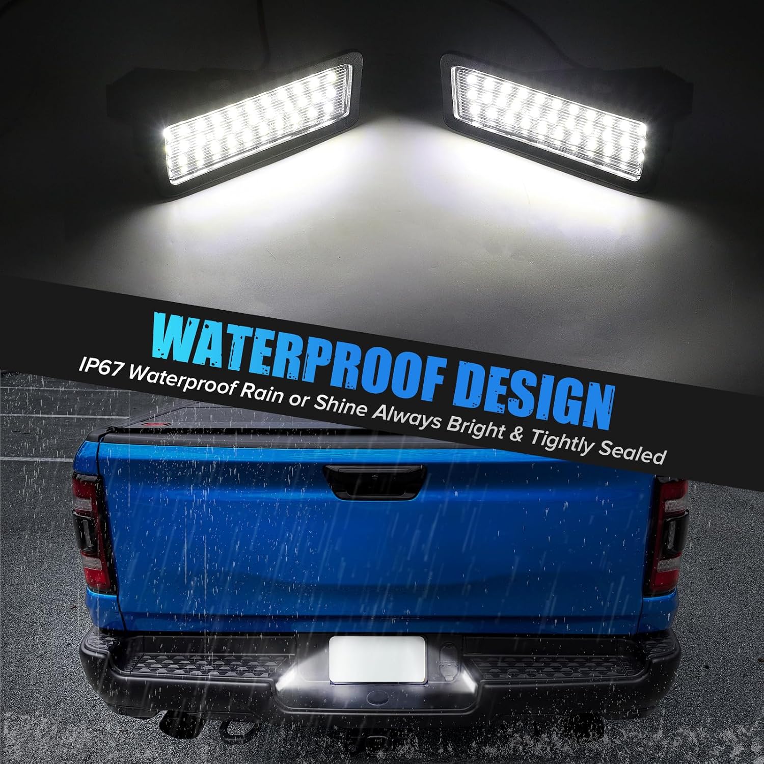 2Pcs 6000K White LED License Plate Light Compatible with RAM 1500 2019 2020 2021 2022 2023 2024 2025 2026 Rear Bumper Tag Lamp Smoke Lens (NOT Compatible with Classic Models)