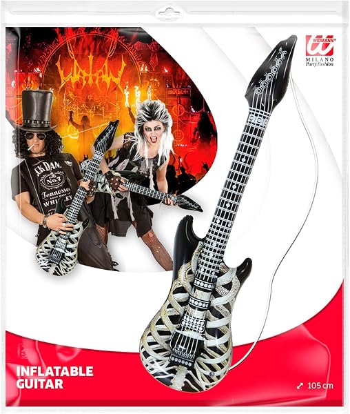W WIDMANN MILANO Party Fashion - Chitarra gonfiabile, accessorio per costume con tracolla, chitarra immaginaria, strumento per Carnevale - 2