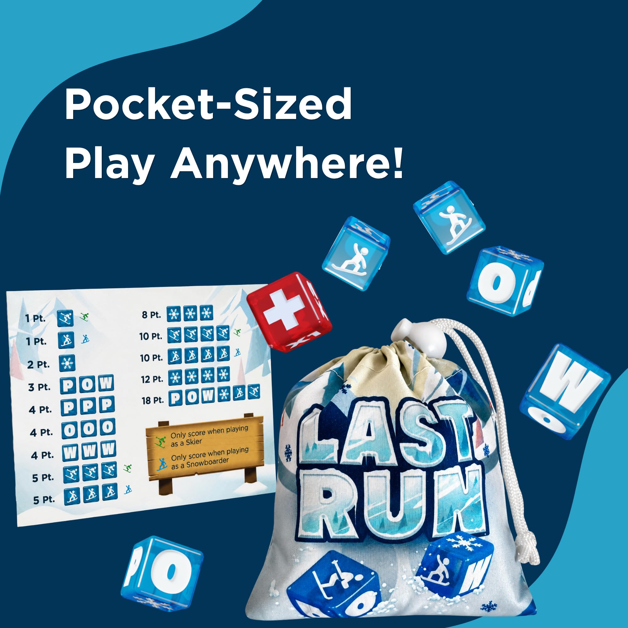 LAST RUN – Fast-Paced Family Dice Game | 2-6 Players | Ski Gift Travel Game for Skiers & Snowboarders | Après Ski & Friends Game Nights | 8+