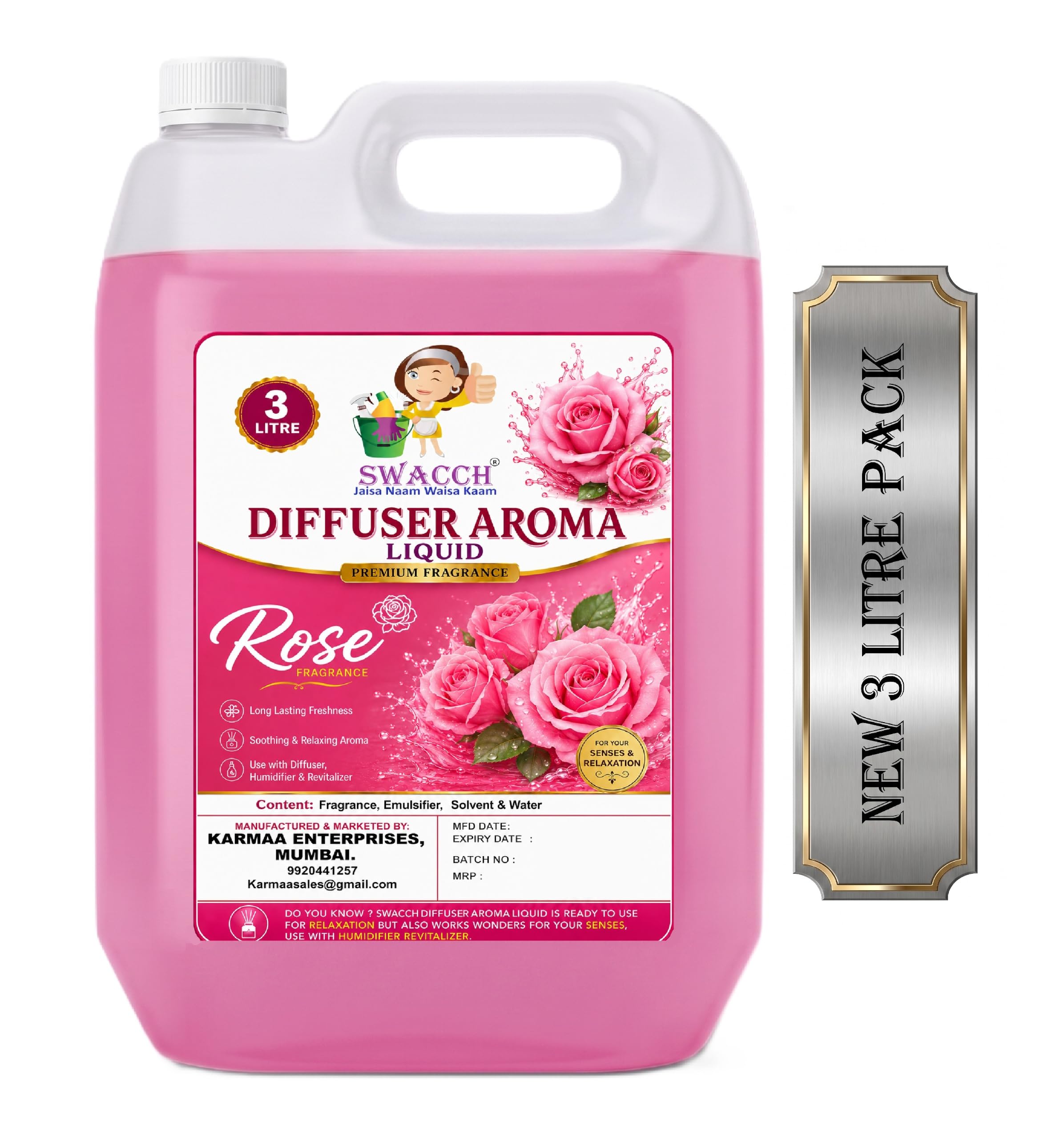 Diffuser Aroma Liquid Rose Ready to use 3 Litre I Home Fragrance I Best For Aromatherapy I Helps in Meditation I Used In Diffusers I Water Based-image-26