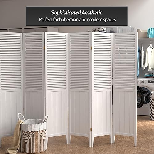 Miniatura 8 de Oriental Furniture - Divisor de abalorios de 6 pies de alto, color blanco, 3 paneles
