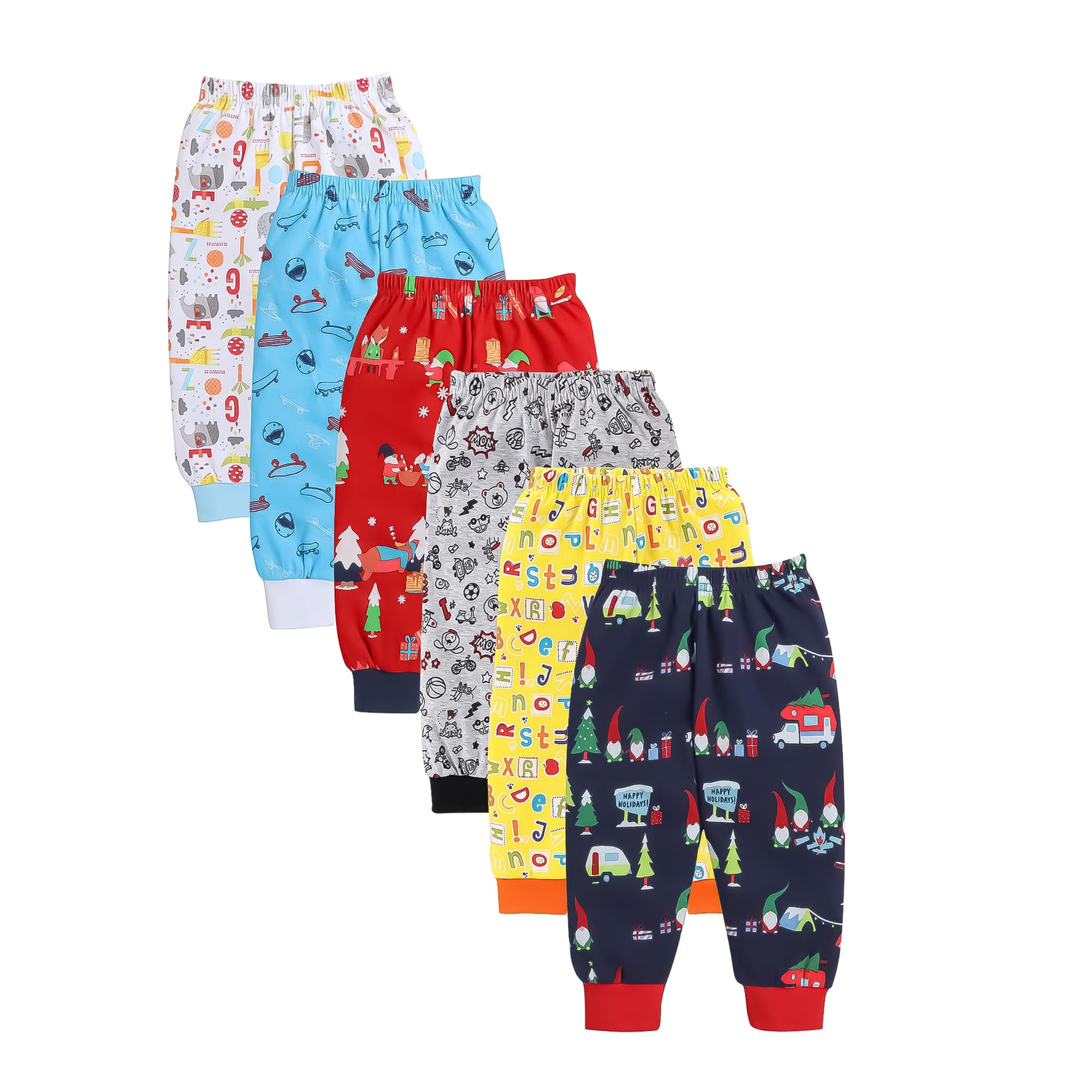 EIOUnisex Cotton Pajama Pants for Boys & Girls Combo Pack of 5 | Kids & Baby Soft Sleepwear Pyjamas Combo Pack | Toddler Breathable Nightwear Bottoms