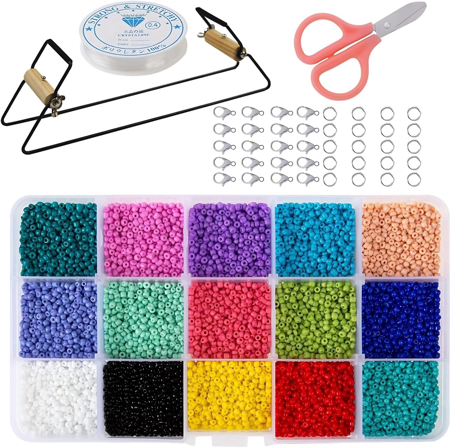 Steel Beading For Jewelry Making, Weaving Tool Wood Handle, 44 Pcs Kit Seed Beads, Bracelets Earrings Necklaces Diy Craft Set