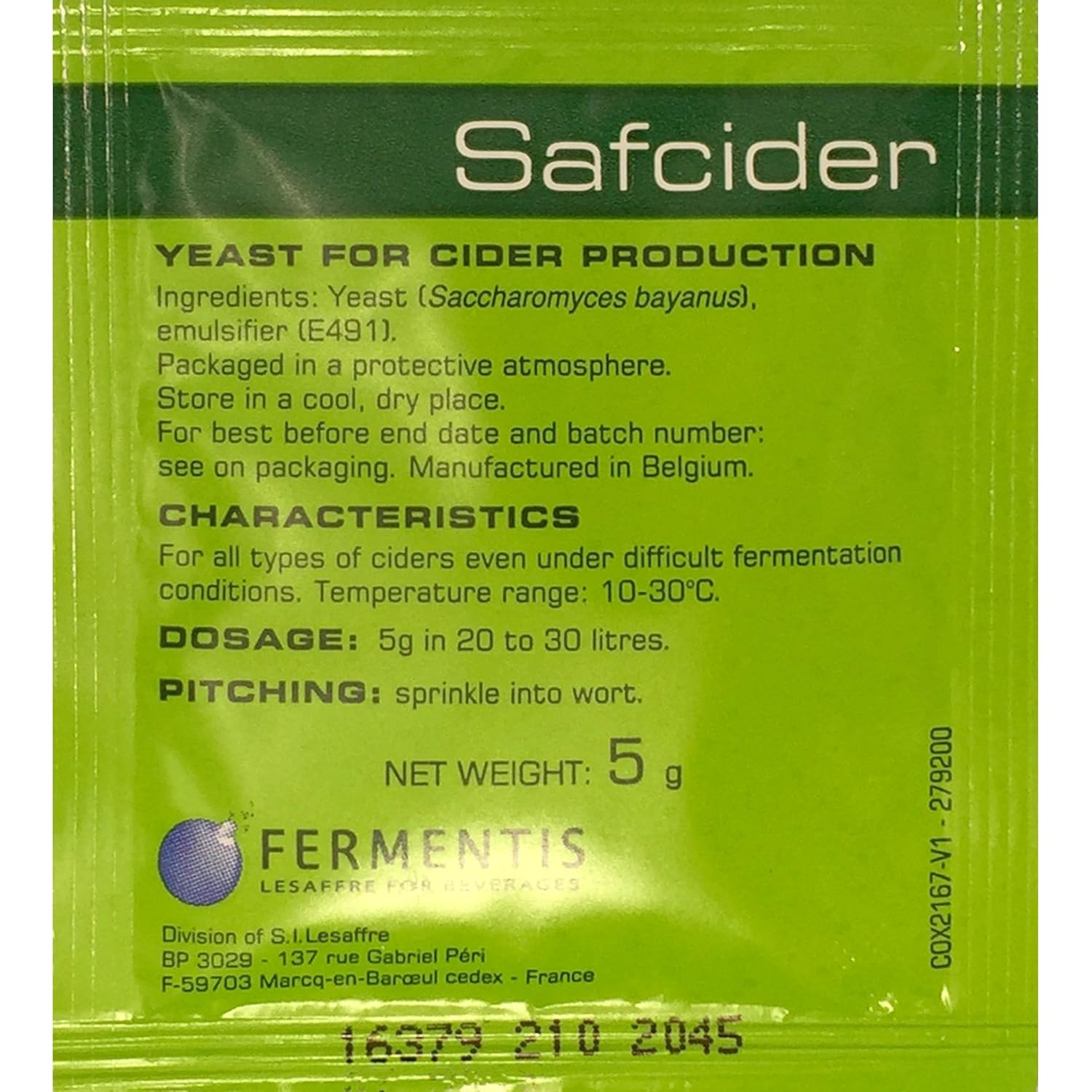 Safcider Cider Yeast, 5g - 10-Pack