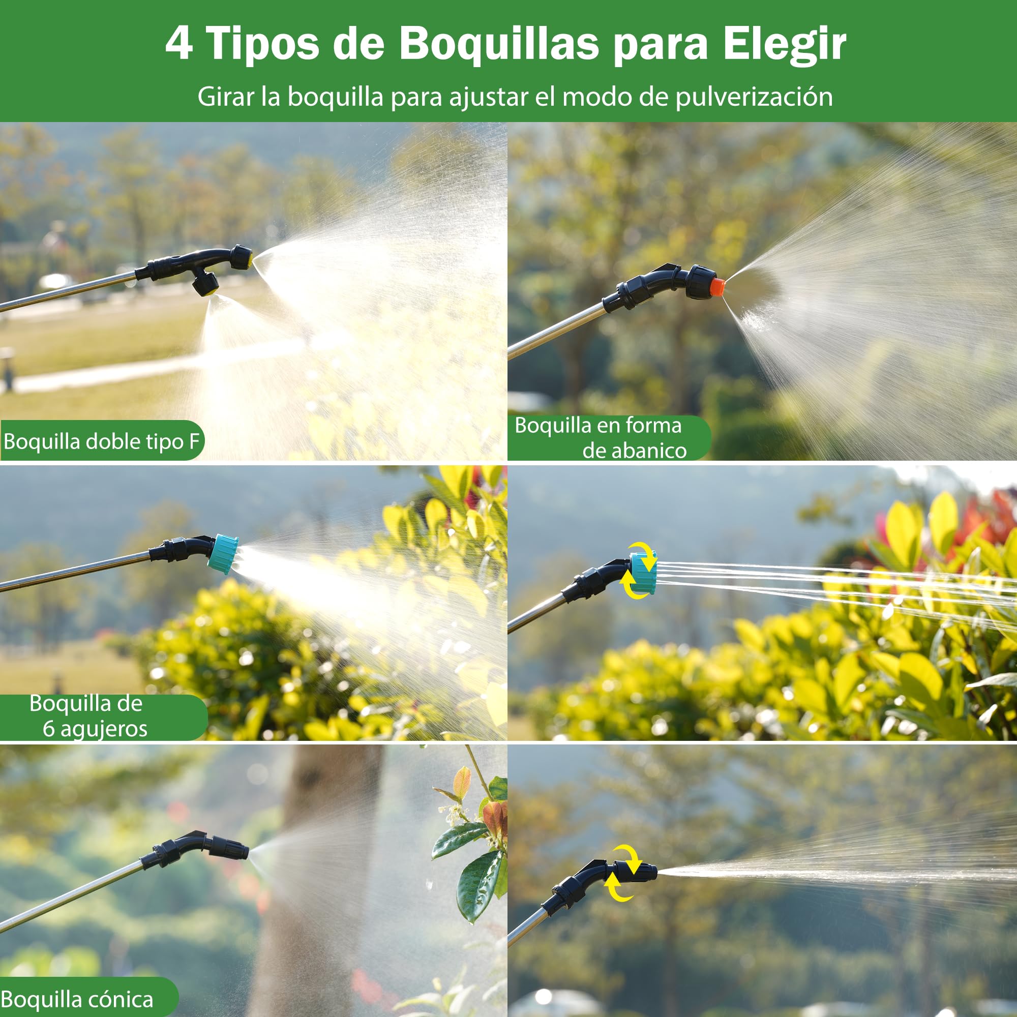 8L Pulverizador Eléctrico para Plantas, Pulverizador Jardín con 4 Boquillas, Indicador de Nivel de Batería, 3 Velocidad Ajustable, Pulverizadores a Presión a Batería Recargable (8L)