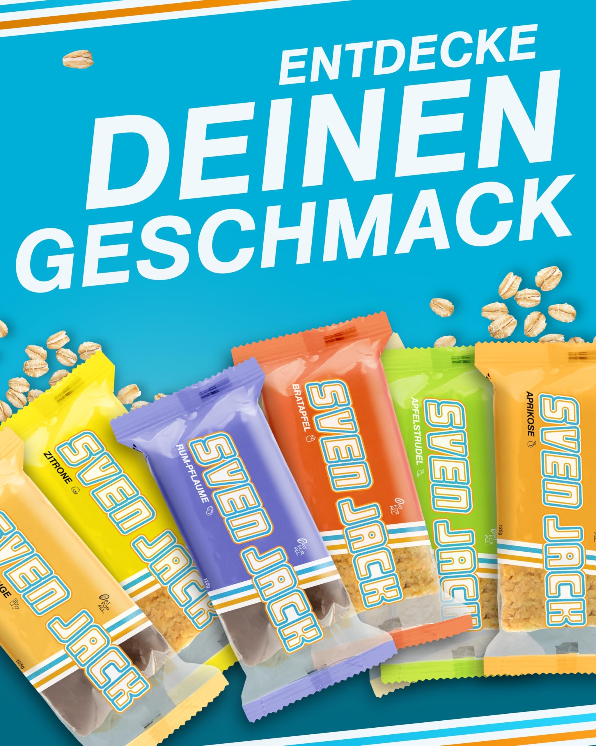 Sven Jack (Energy Cake) ALL IN ONE Haferriegel Mix Box 24x 125g I Original Haferflocken Energieriegel I Vegane Haferriegel I Langkettige Kohlenhydrate & wenig Zucker I Verschiedene Sorten