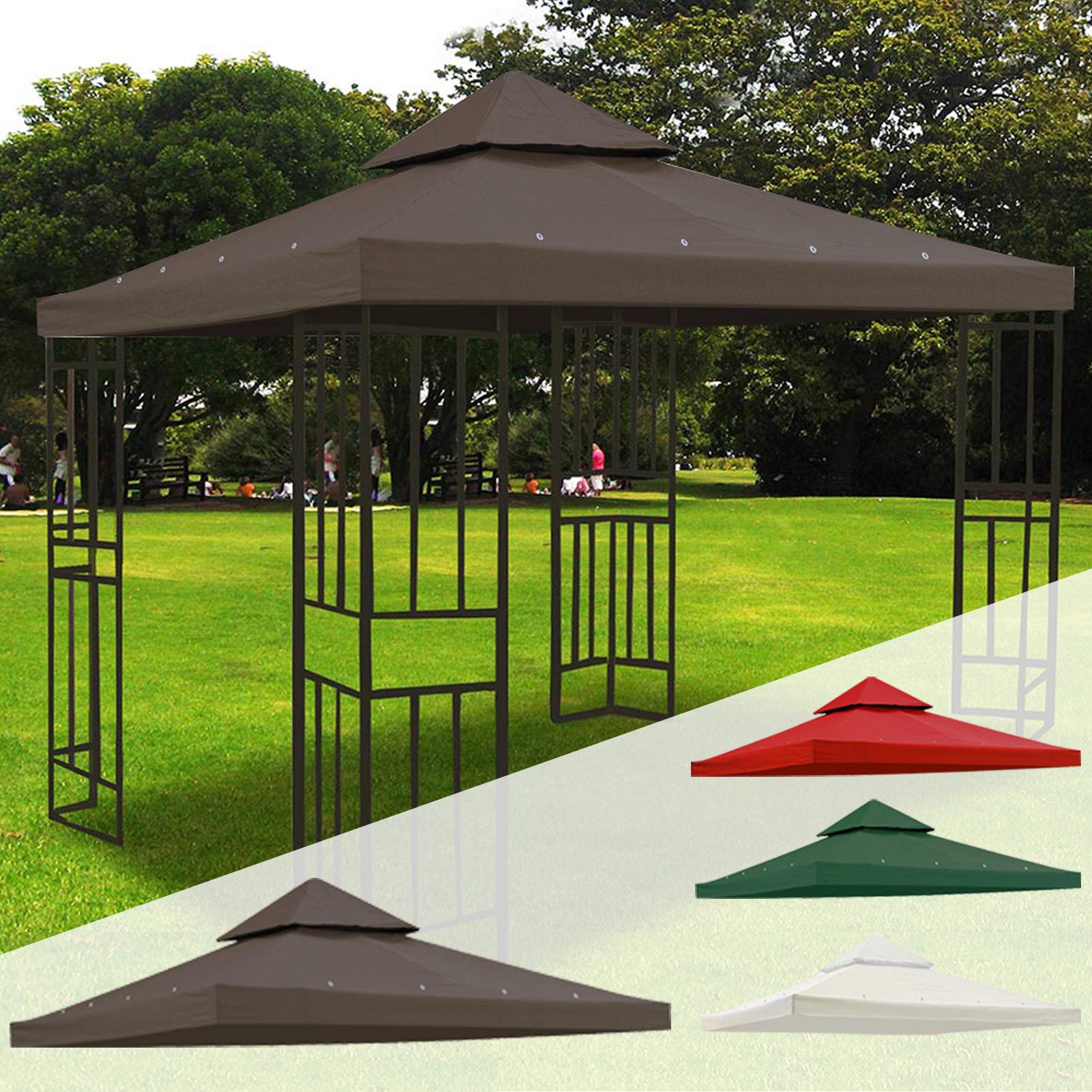 10'x10' Canopy Replacement top for 2 Tier Gazebo Canopy Replacement Cover UV30 for Outdoor Patio Garden Yard