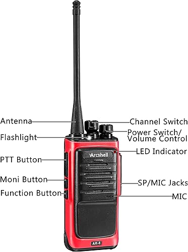 Miniatura 3 de Radios bidireccionales recargables de largo alcance con auricular, paquete de 2 walkie talkies Arcshell AR-6, batería de iones de litio y cargador