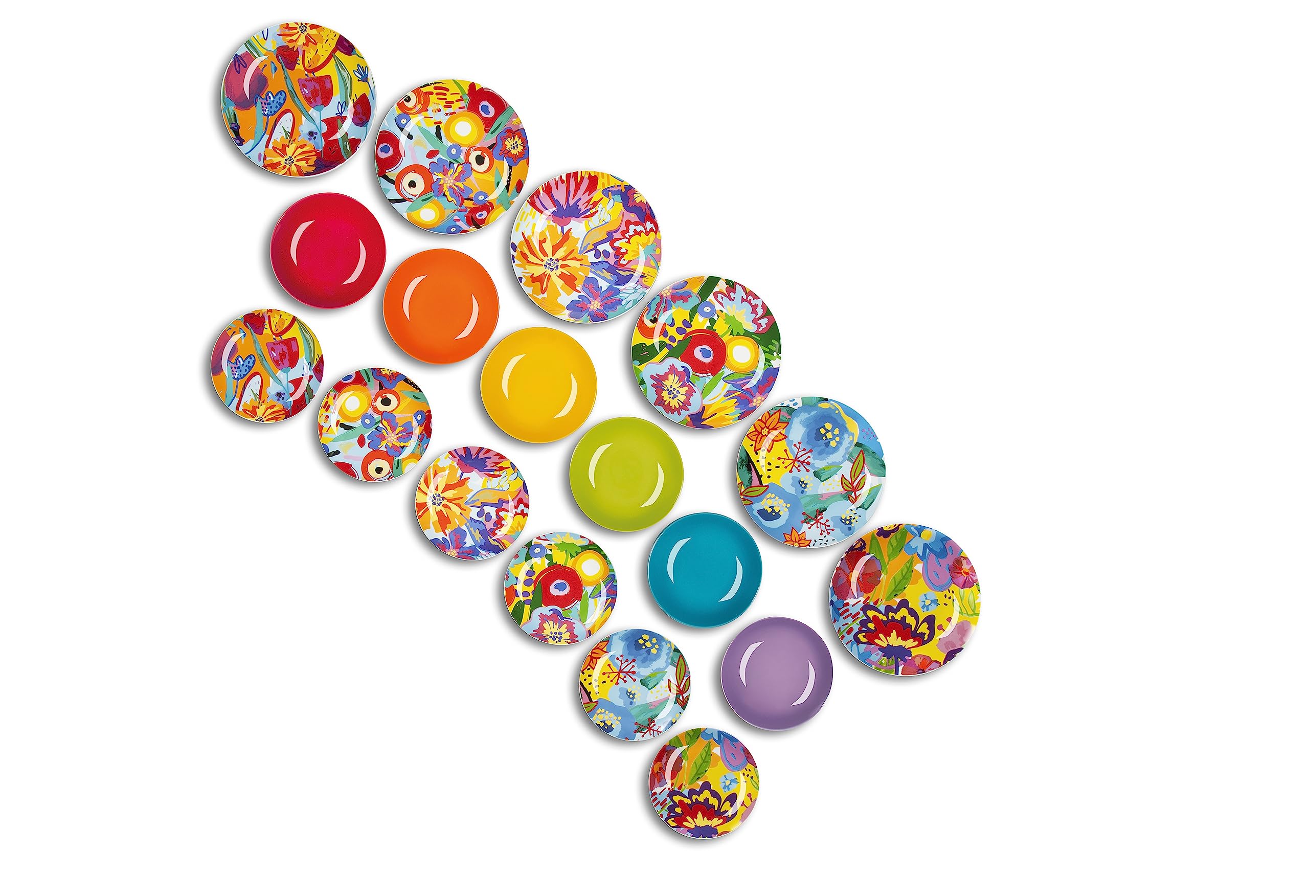 Excelsa Service 18 Assiettes Granada, Porcelaine Et Stoneware