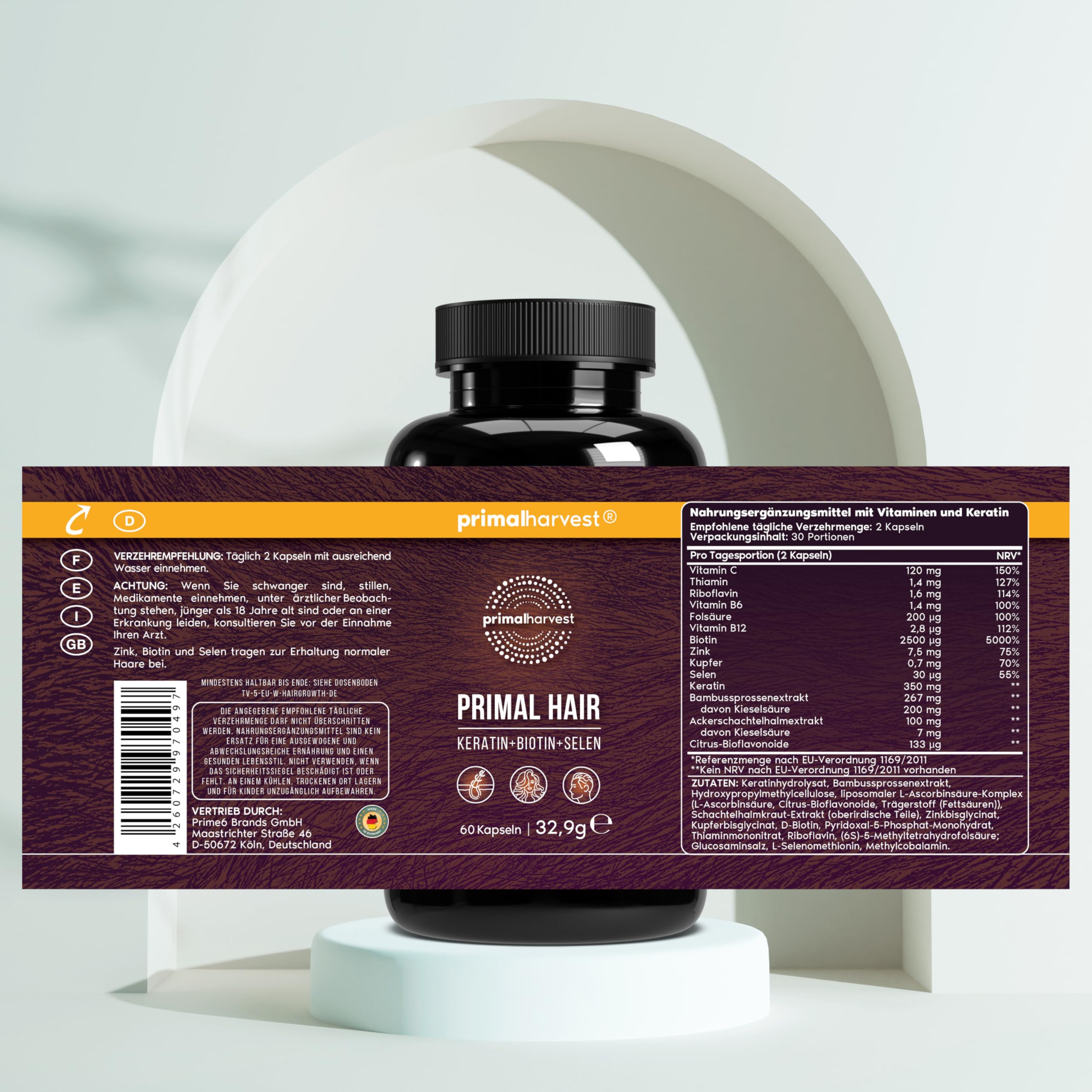 Primal Hair – Tägliches Supplement, gluten- & milchfrei, vegetarisch
