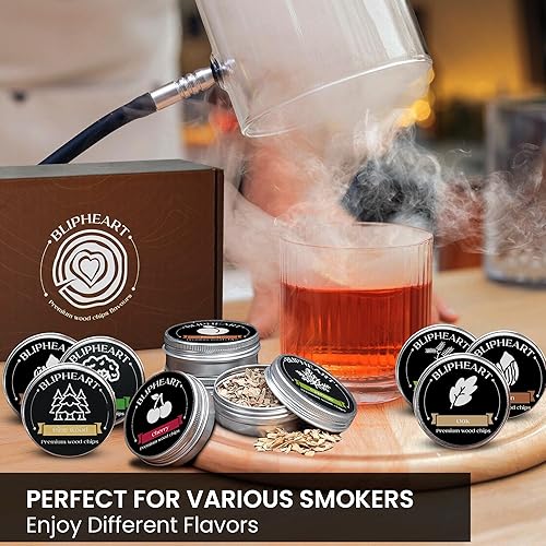 Miniatura 4 de Ahumador de astillas de madera para ahumar, ahumador de cóctel, 12 sabores de virutas de madera natural. Aserrín para regalo de esposo y padre,