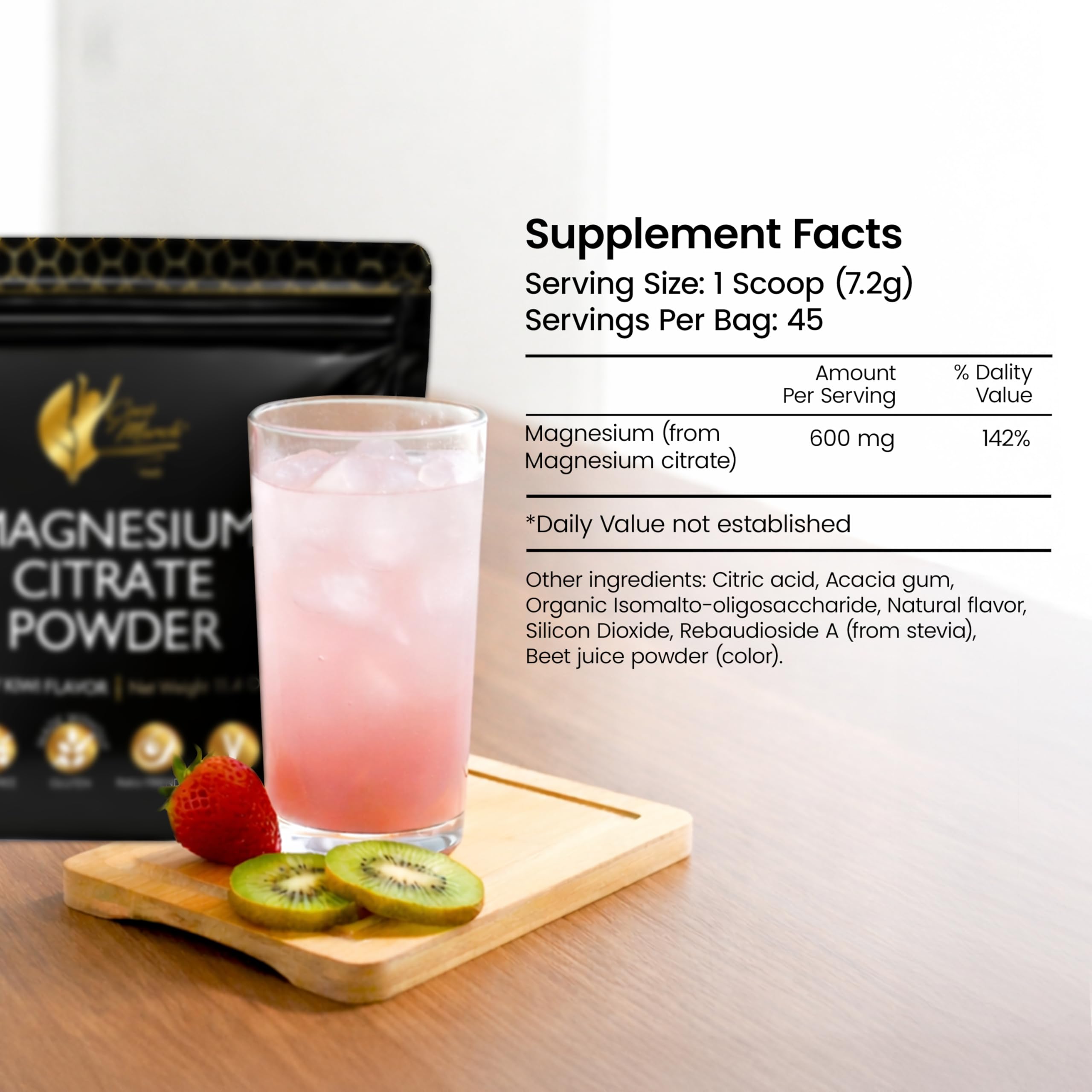 Cocó March N.M.D Polvo de Magnesio Rosa – Favorece el sueño reparador, la relajación y la función cerebral – Suplemento vegano sabor fresa, apto para dieta keto – 45 raciones