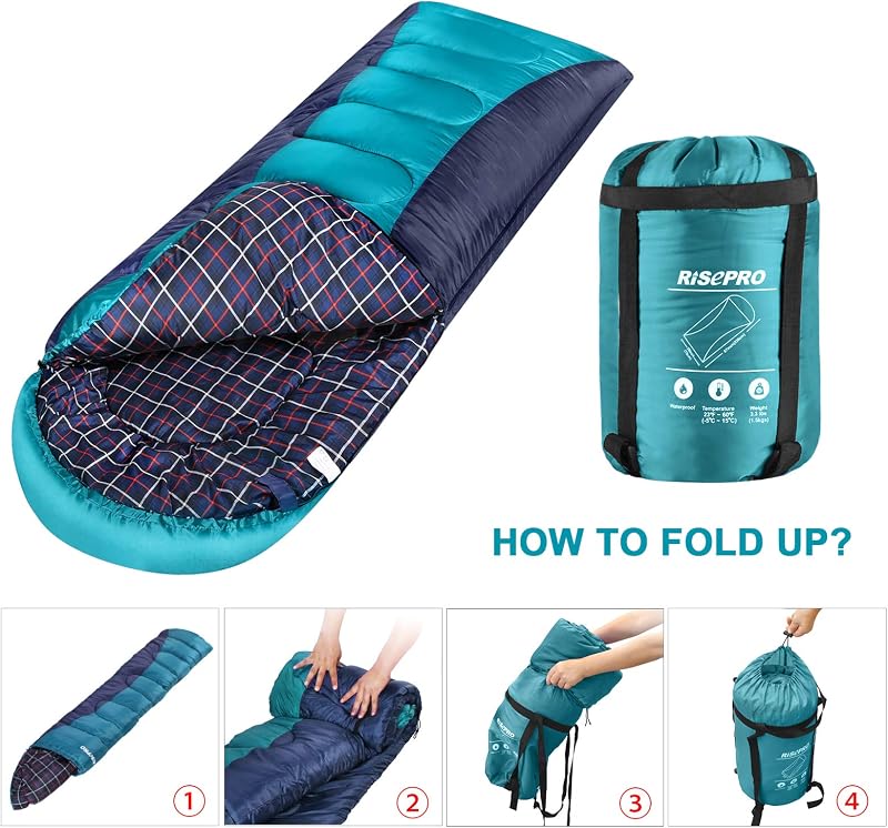 RISEPRO Múmia Hálózsák 3-4 Évszakos Használatra - Vízálló Poliészter, Flanell Bélés, -5°C-15°C, Túrázáshoz, Kempingezéshez, 187x73cm