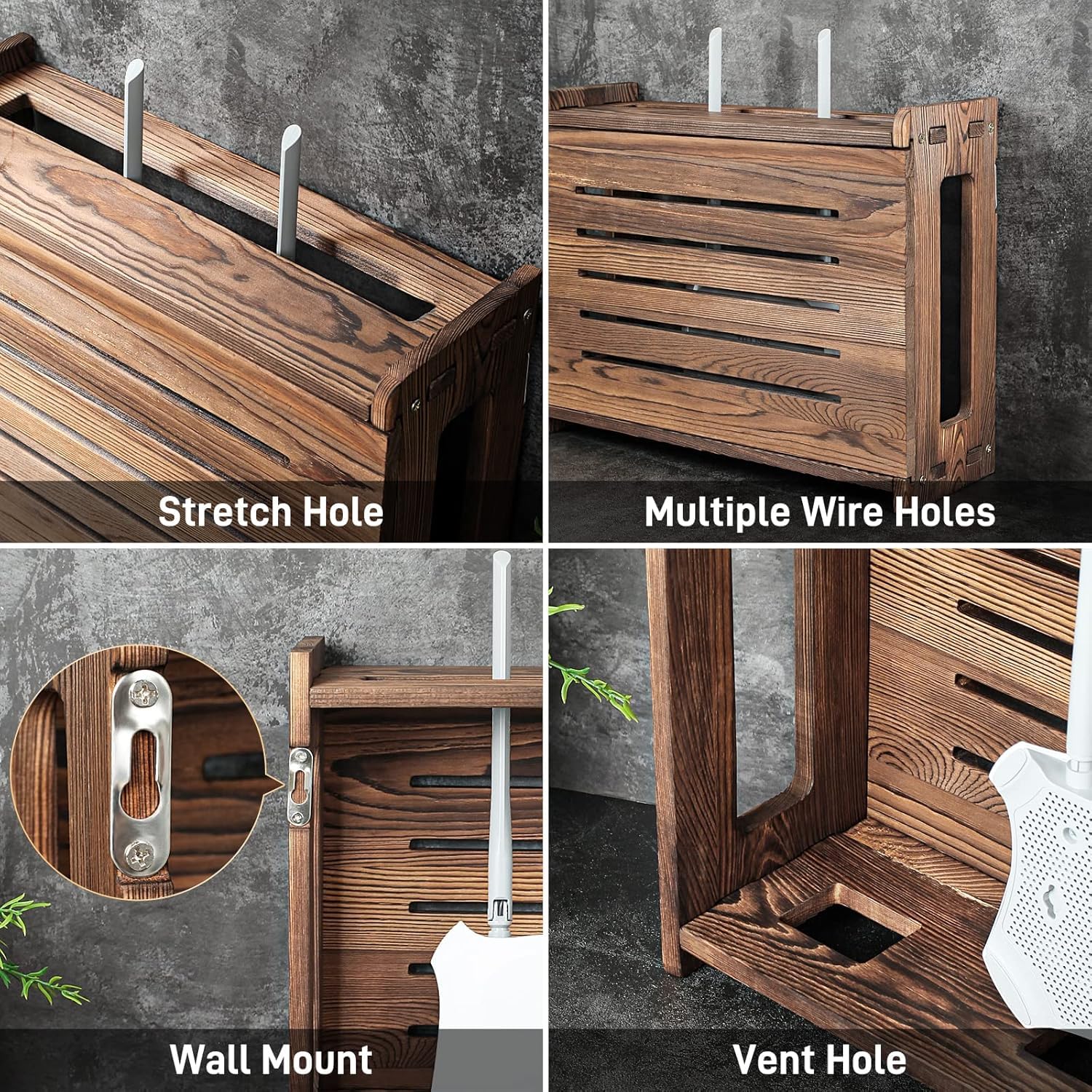 Holz Router Regal Wandmontage WiFi Router Aufbewahrungsbox
