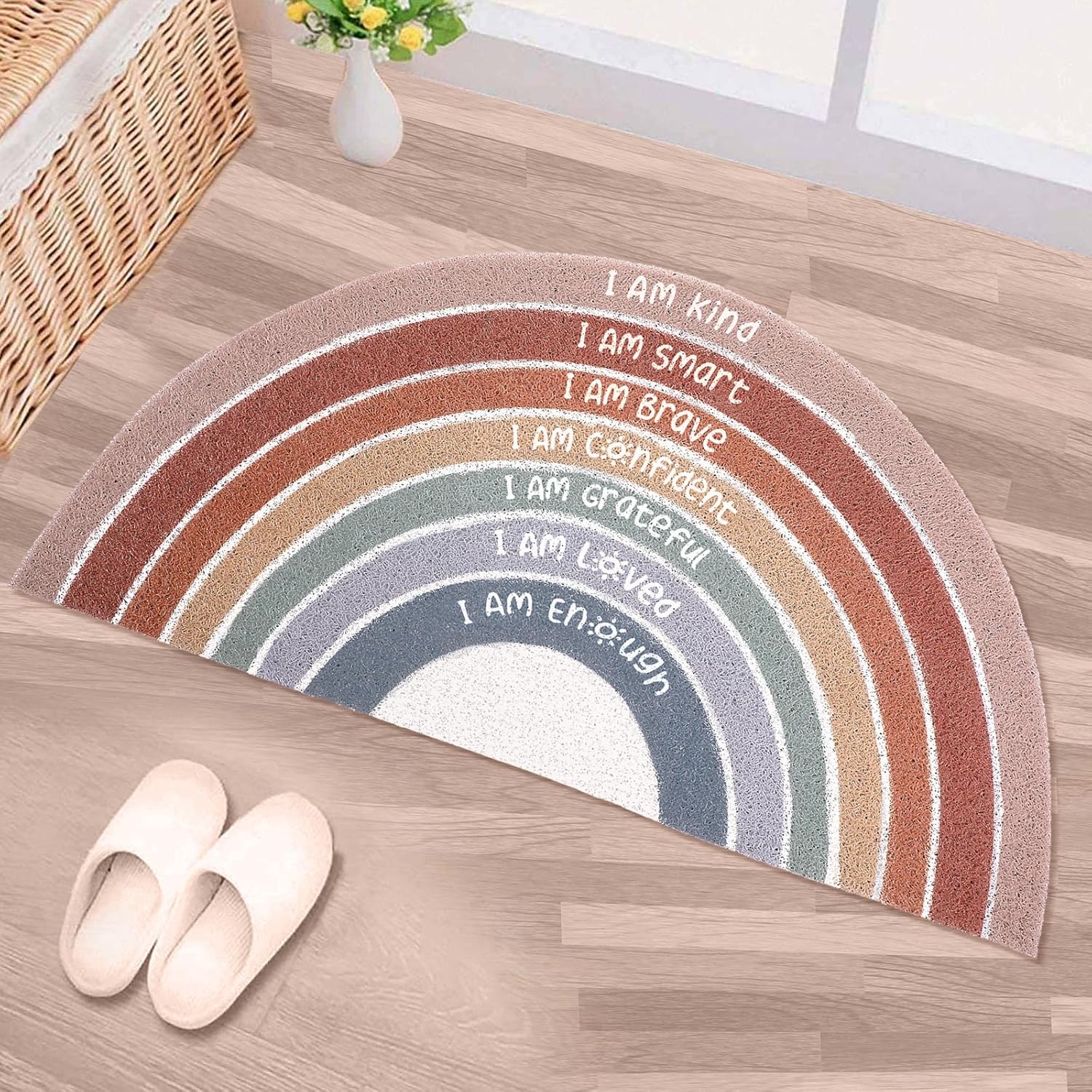 Drydiet Rainbow Doormat Door Mat SemiCircular Area Rug with