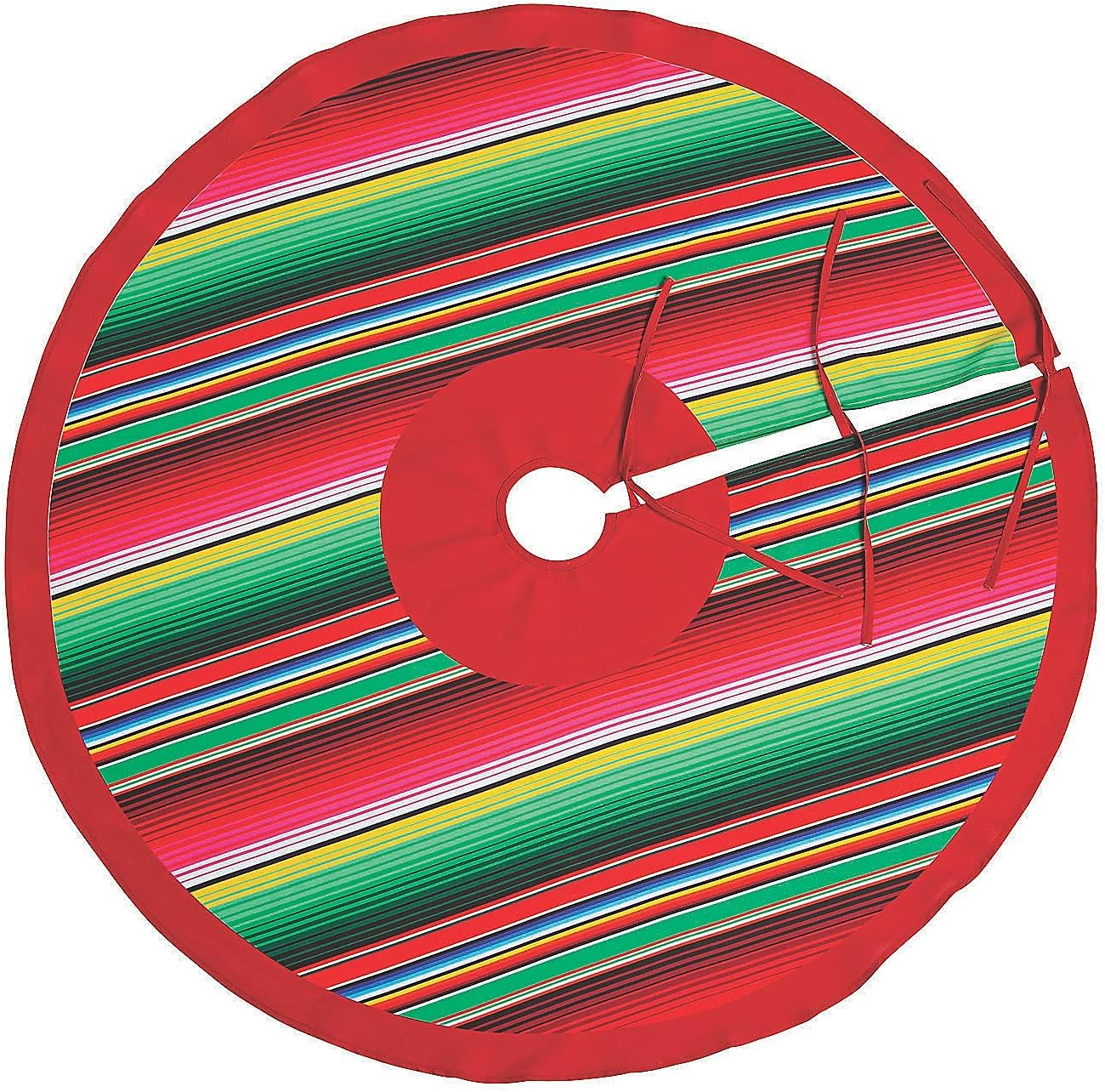 Fun Express Fiesta Christmas Serape Tree Skirt – Vibrant Southwestern-Inspired Holiday Decor for Christmas Trees Perfect for Adding Color and Festivity to Your Holiday Home Decorations – 1 Piece