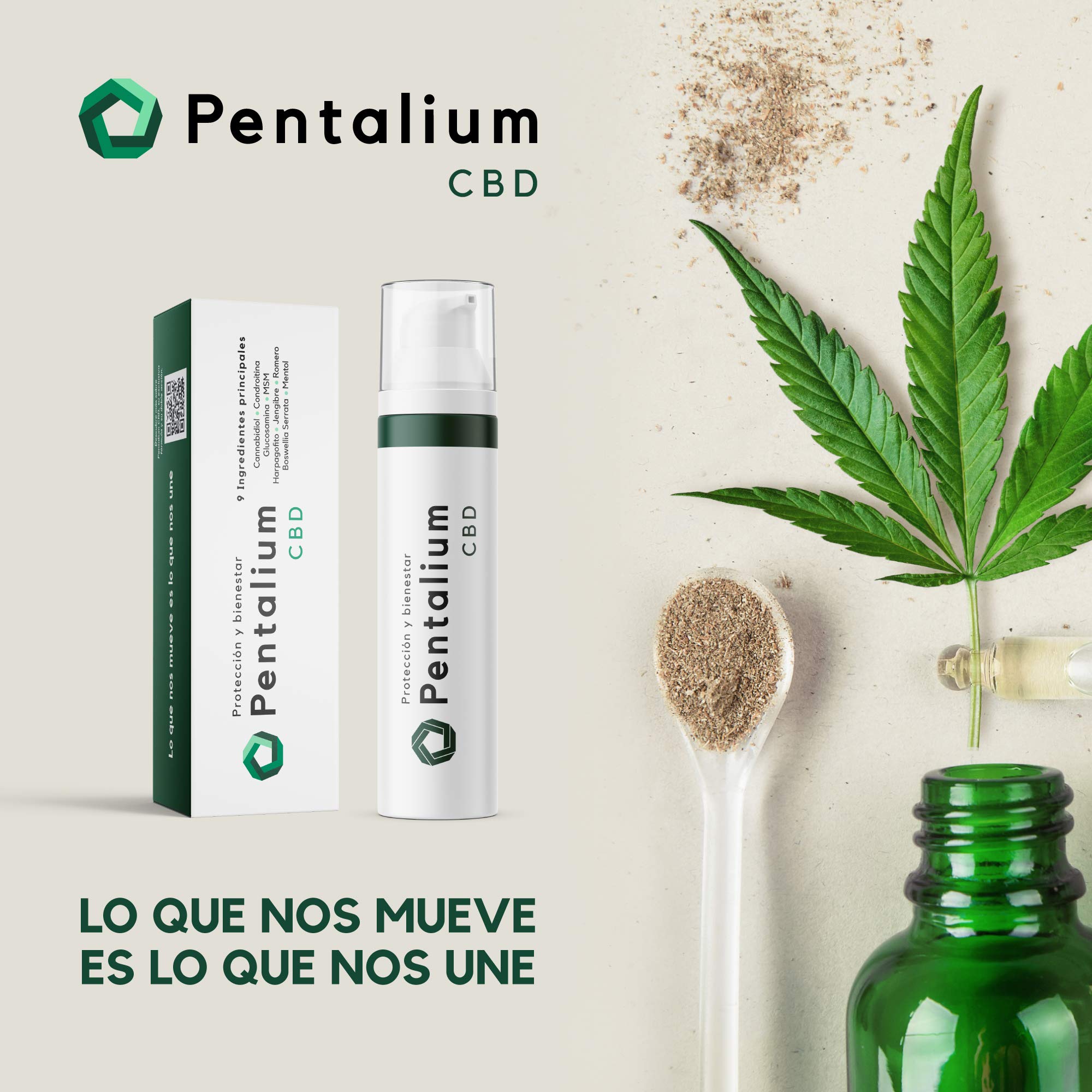 Cannabidiol Crema 100% Natural - Crema de CBD para masaje que combina 10 Ingredientes Naturales | Con Condroitina, Glucosamina, MSN, Harpagofito y Boswellia serrata | 75 ml