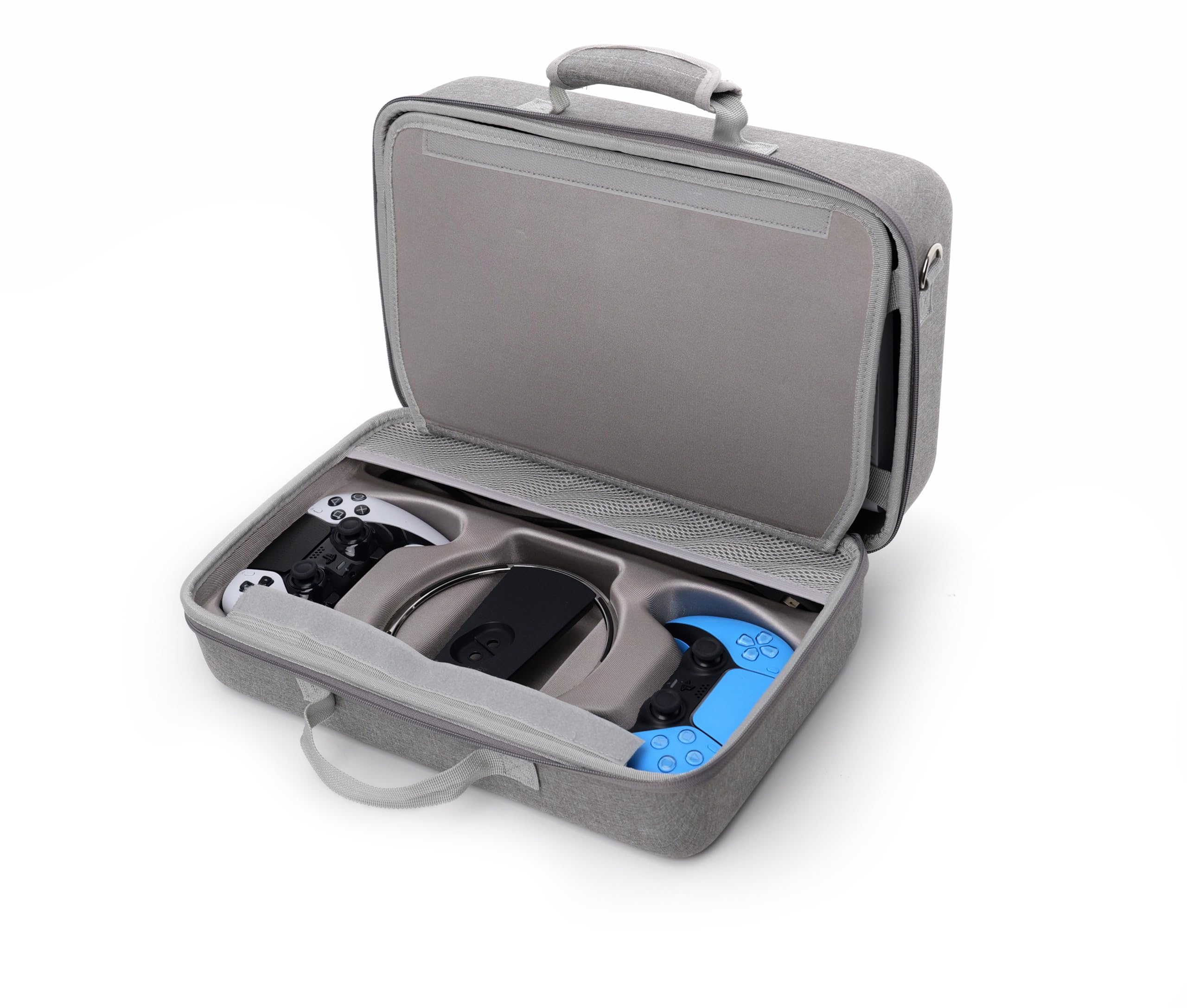 Custodia sottile per console PS5, multifunzione, portatile, leggera, in EVA, progettata per riporre i controller e gli accessori della console, Grigio, conciso