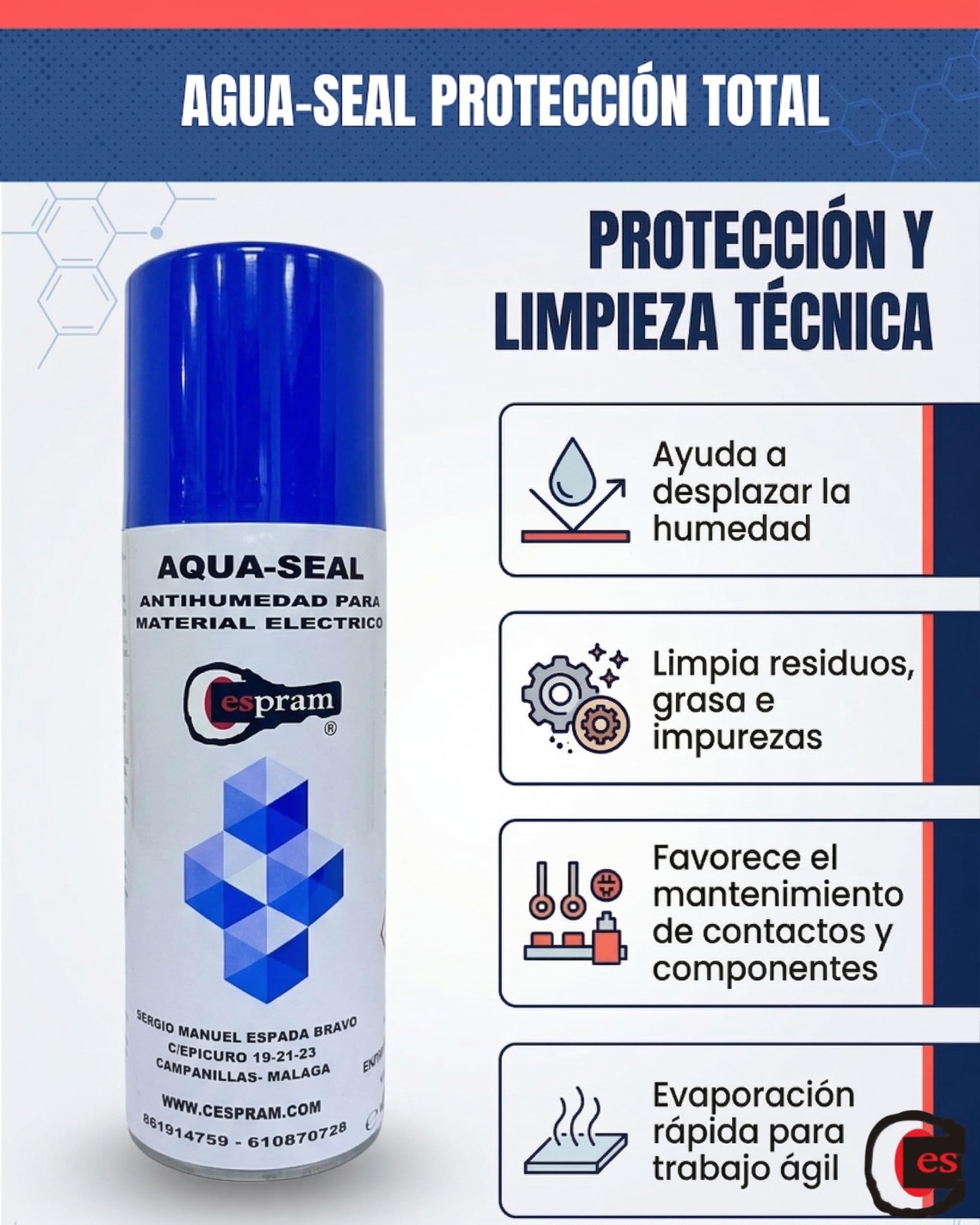 Spray antihumedad para equipos electronicos,dielectrico,protector.Rápida evaporación. Aqua-Seal. Spray 520ml (3)