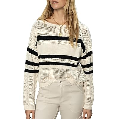 Sanctuary Sporty Stripe Open Knit Sweater Women
