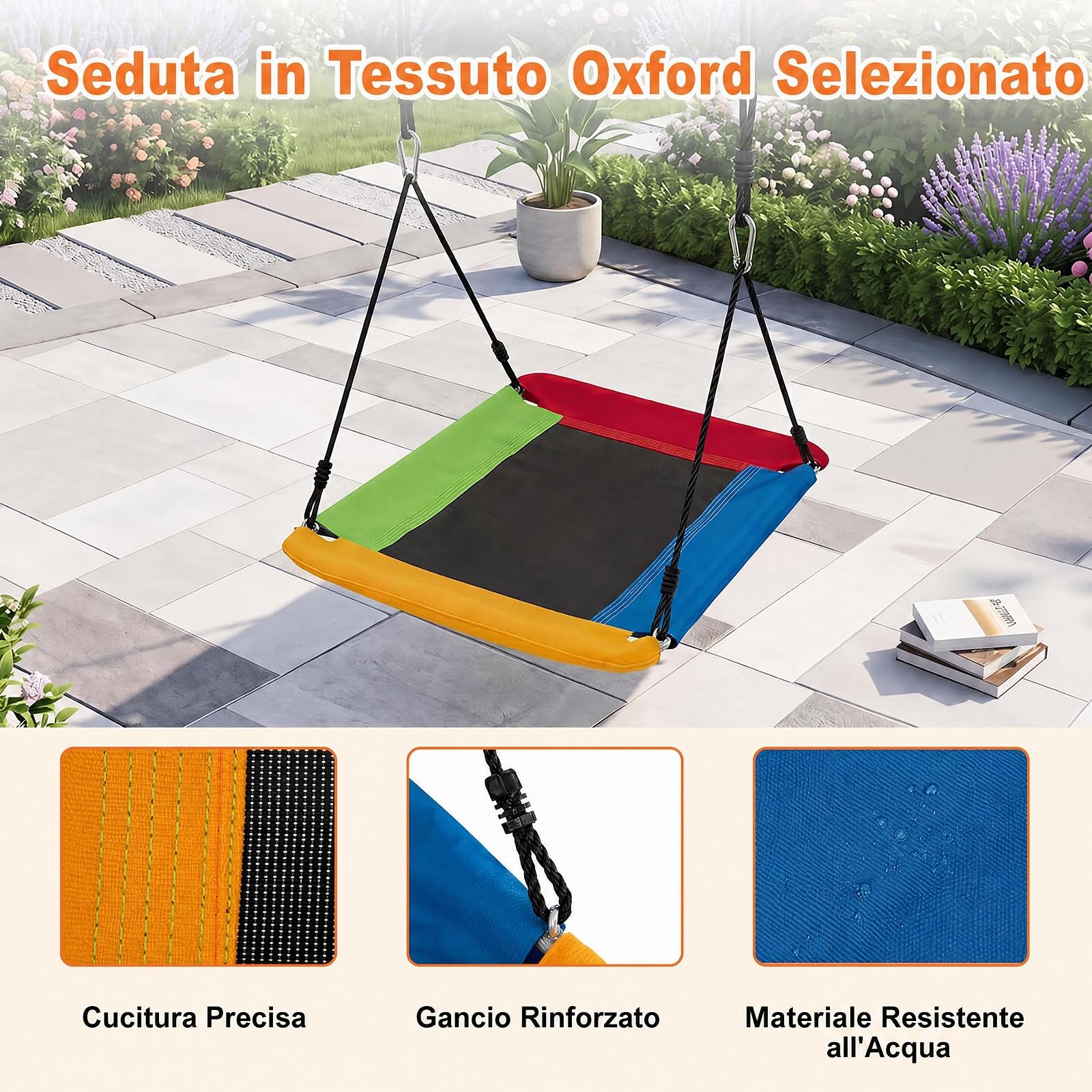 RELAX4LIFE Set di Altalene per Bambini da Giardino, 346 x 182 x 186 cm