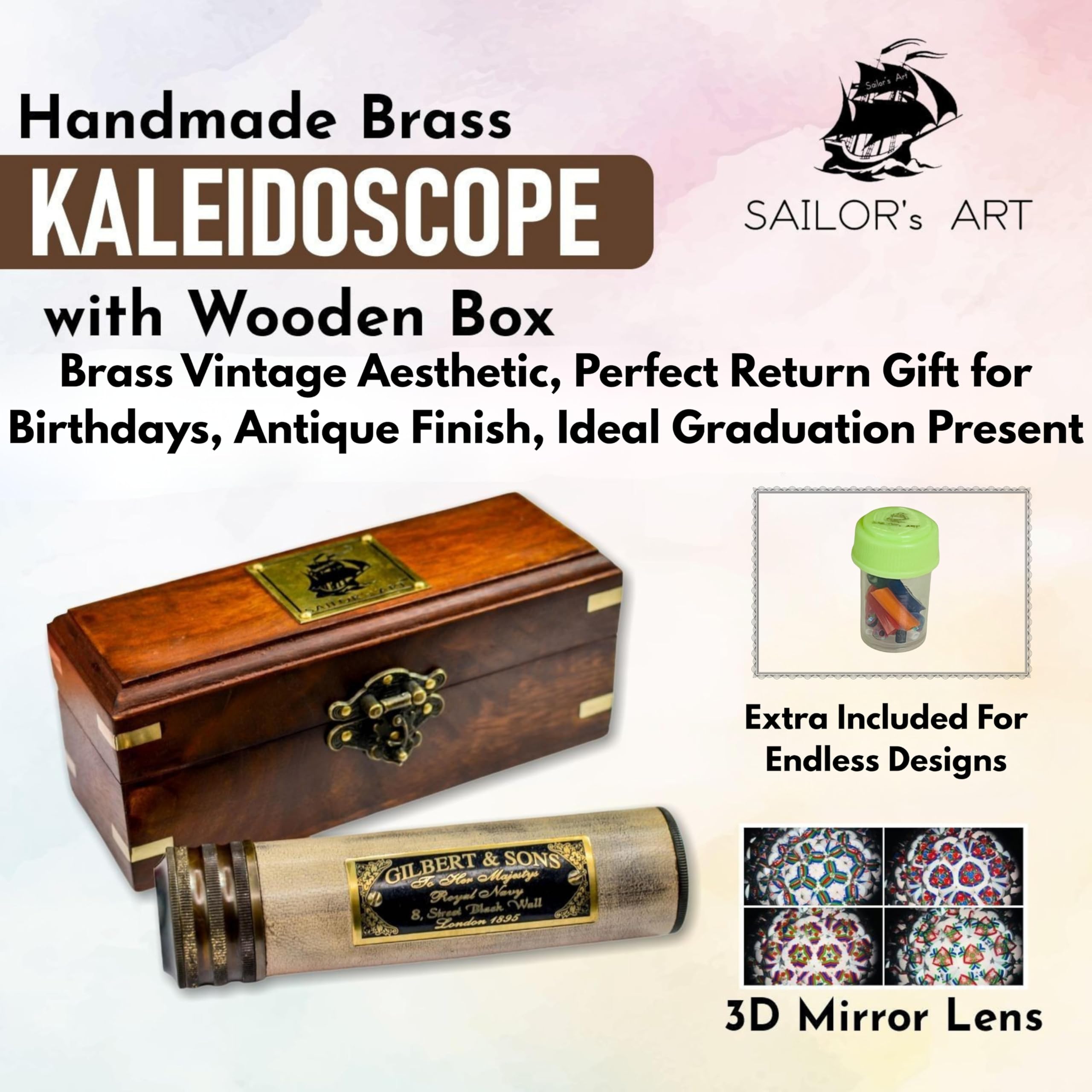 Amazon | Sailor's Art 木製ボックス手作り真鍮万華鏡 - ヴィンテージ