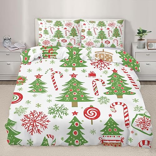 Miniatura 8 de Juego de funda de edredón nórdica de Navidad, estilo nórdico, copos de nieve, juego de ropa de cama con ciervos de Navidad, funda de edredón Navidad