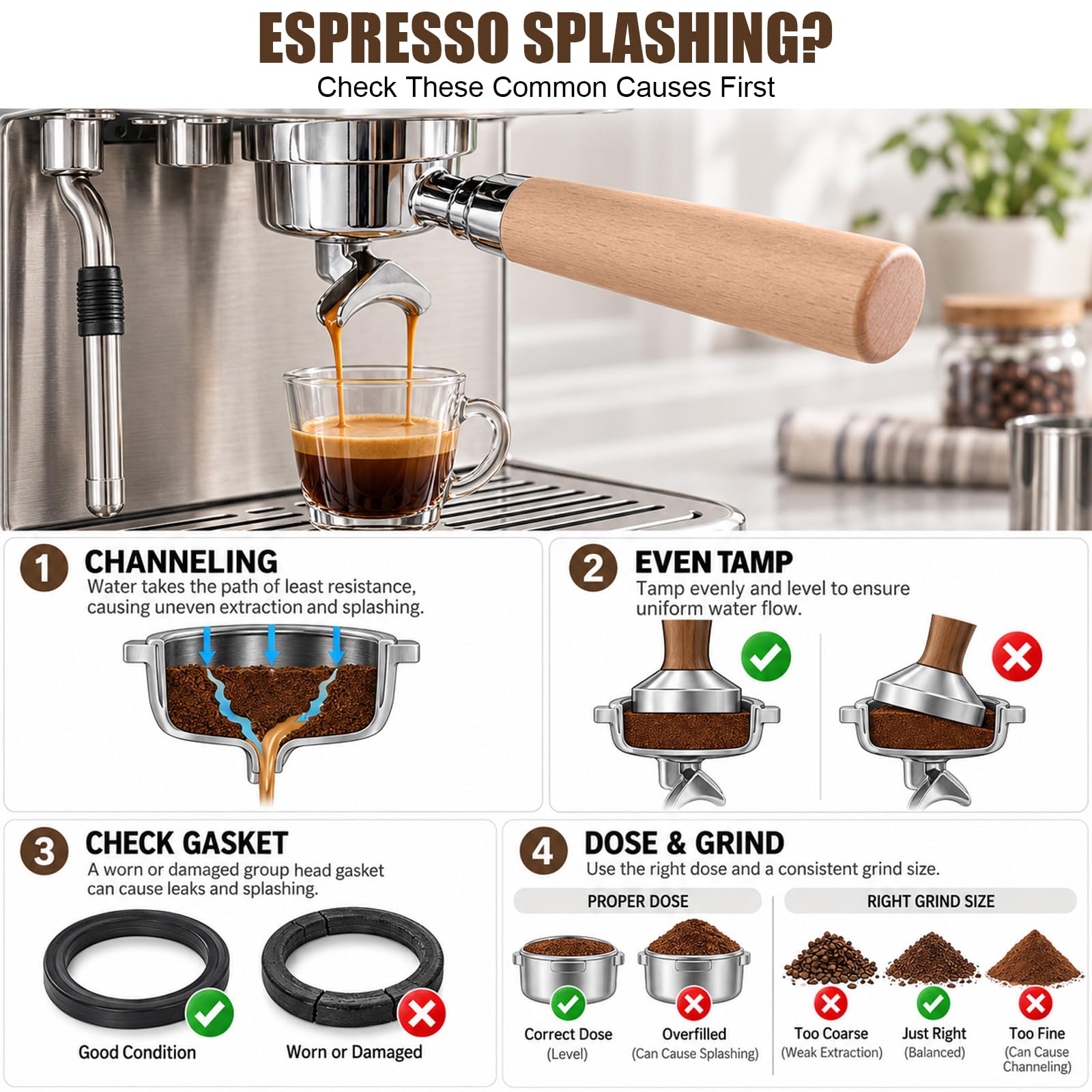 Portafiltro sin fondo de 51 mm, portafiltros para cafeteras DeLonghi Dedica EC680, EC685 y Smeg, acero inoxidable, doble caño, diseño de 3 orejas, filtro portafiltro de café espresso