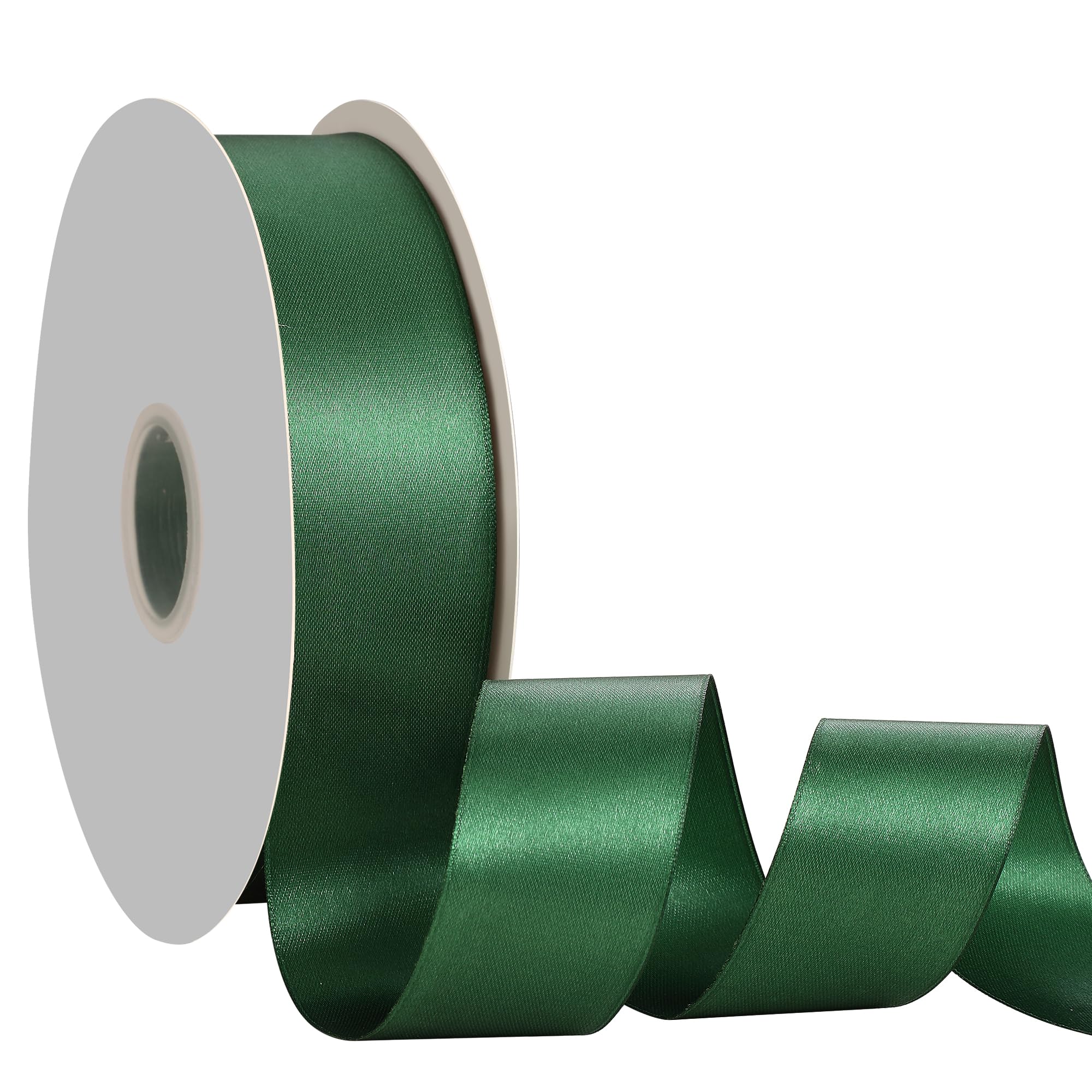 guagchuan Forest Green Satin Ribbon 38mmx 91m Ribbon Thin Solid Fabric Ribbons for Gift Wrapping Invitation Floral Hair Balloons Craft Sewing Party Wedding Popsicles Decoration Valentine's Day Bouquet — image 1