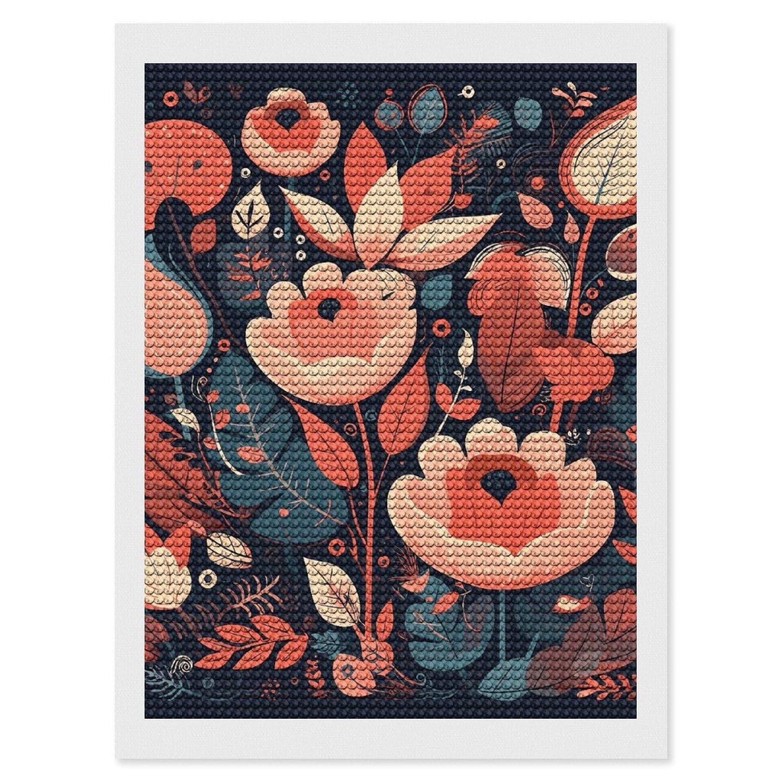 Diamond Painting Kits for Adults - DIY Diamond Art Kits for Beginners - Full 5D Paint Drill Diamond Dots Paintings- Peach And Orange Flowers Diamonds Pictures Gem Art And Craft Wall Decor 12"x16"