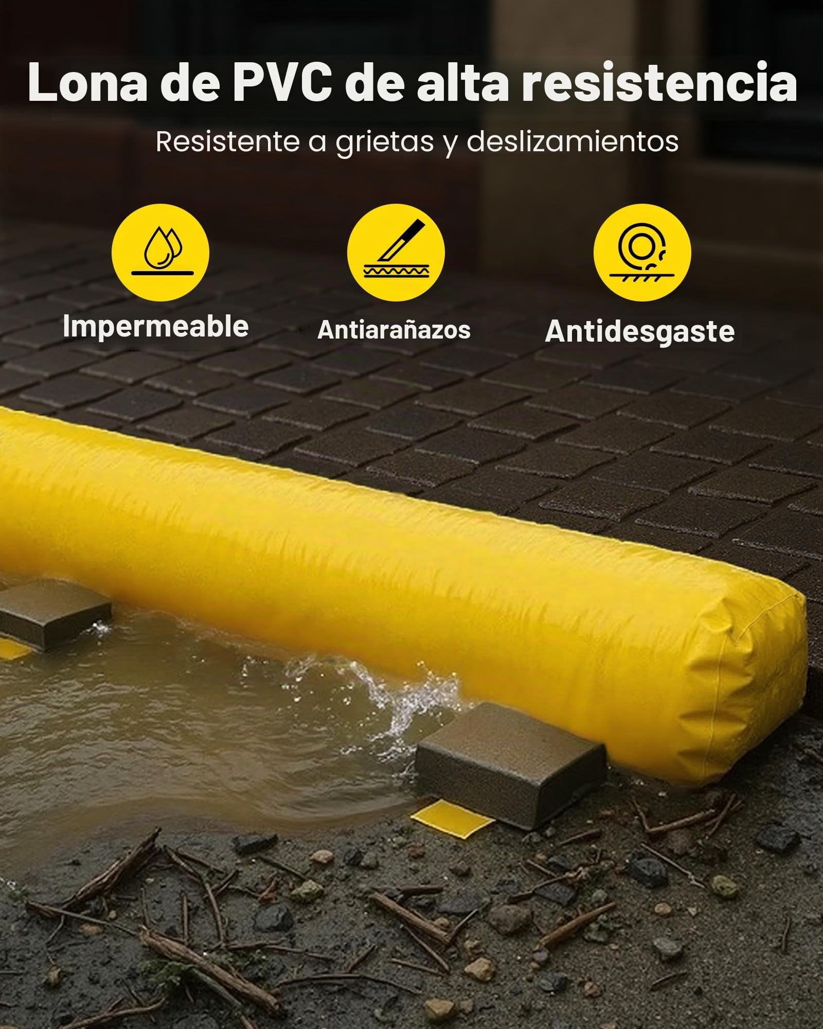 VEVOR Barrera Antiinundaciones, Bolsas contra Inundaciones Alternativas al Saco de Arena, Barrera contra Inundaciones de PVC Reutilizable, para Puerta de Garaje