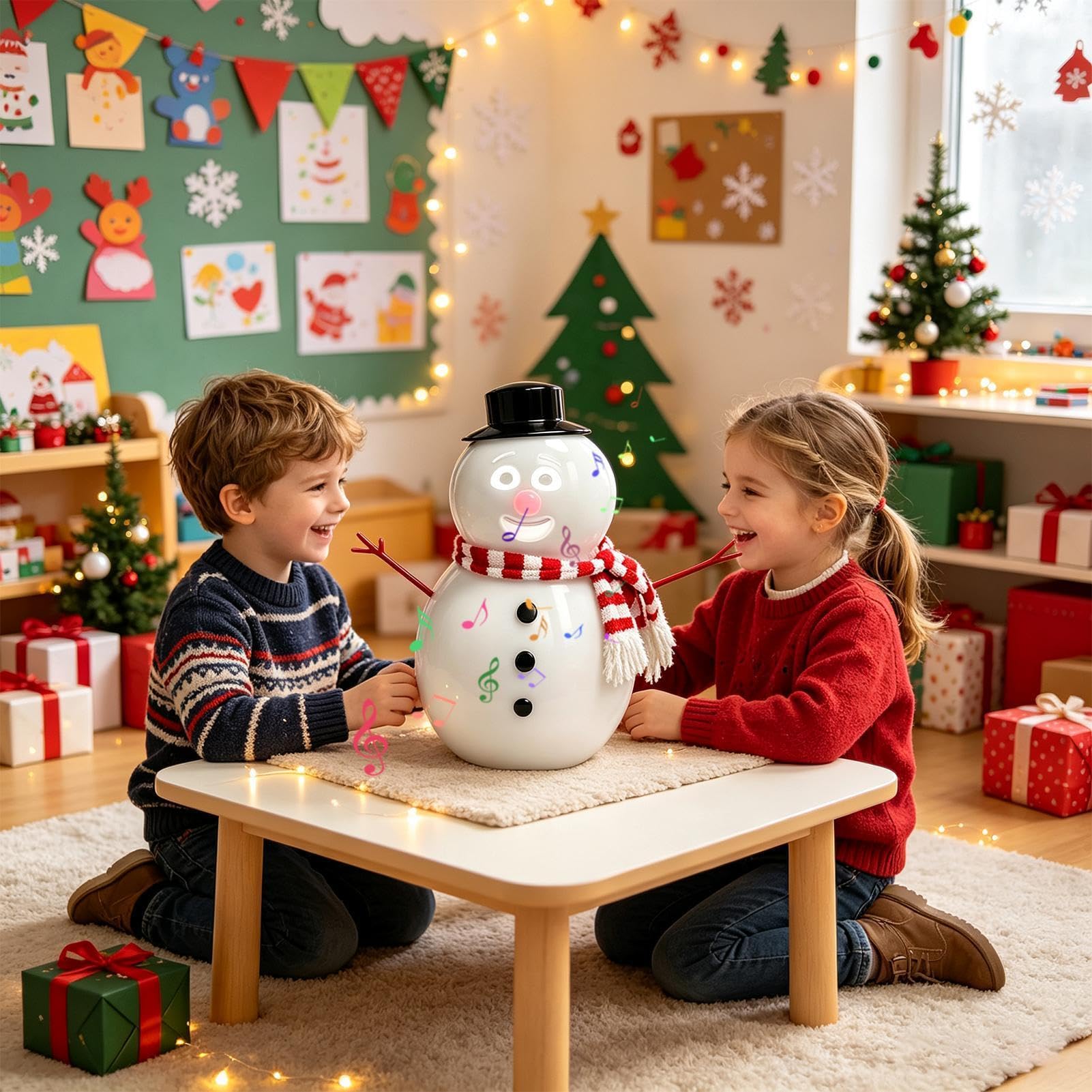 Statuine Pupazzo di Neve Addobbo Casa Animato Occhiolino a Batteria