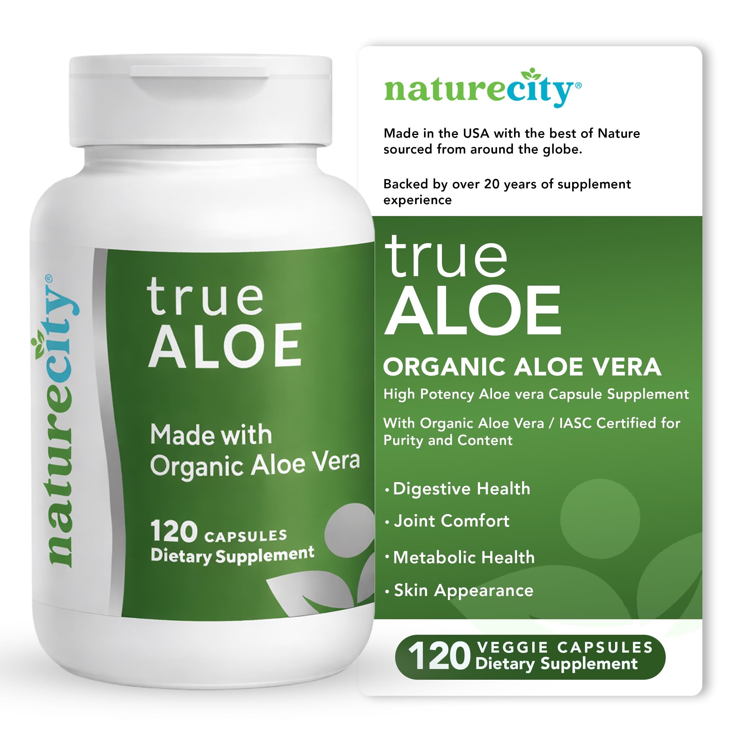 NatureCity TrueAloe Organic Aloe Vera Capsules